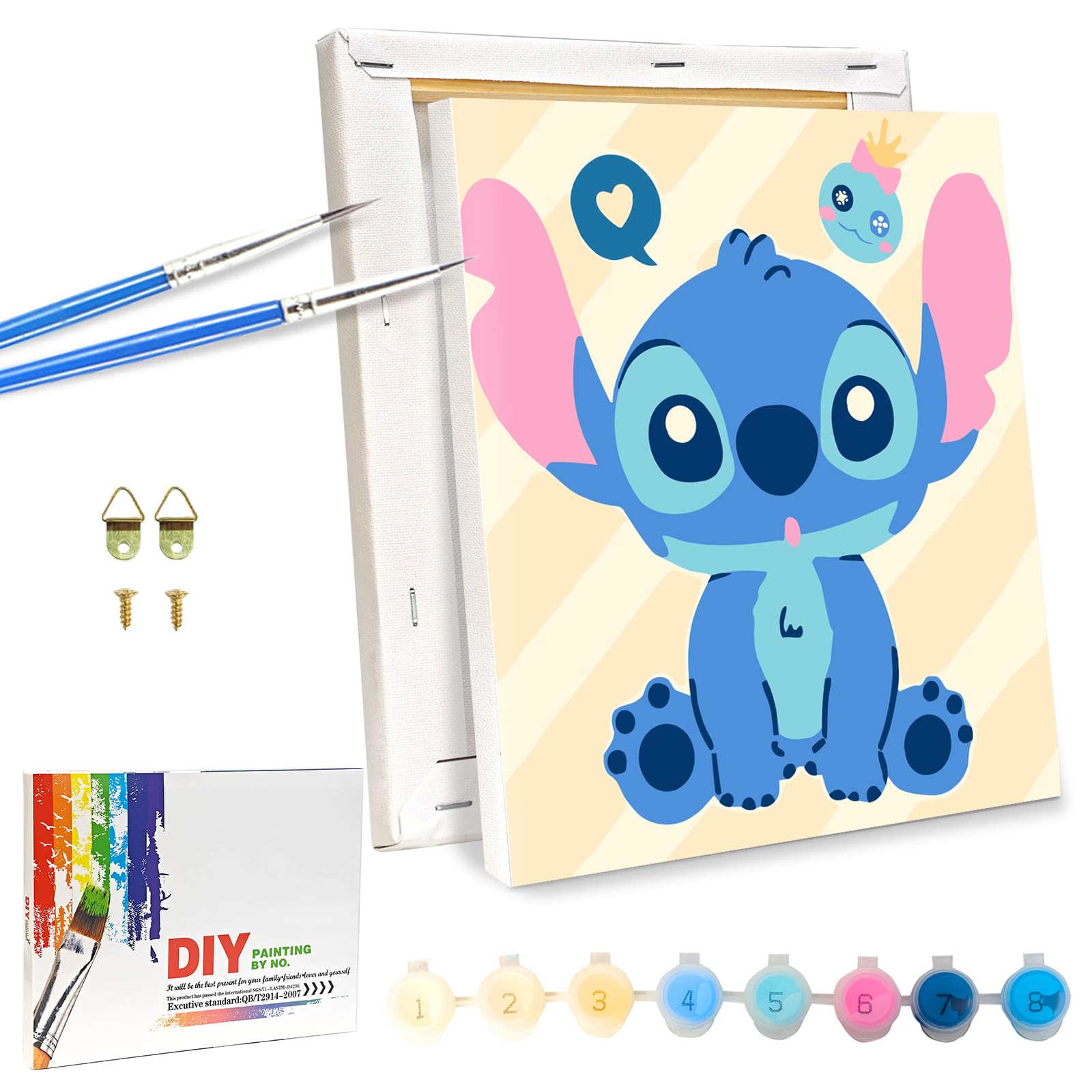 Lixkuokuo Malen Nach Zahlen mit Holzrahmen für Kinder ab 6 Jahre und Junior Erwachsene Anfänger, 18x24cm Cartoon Painting mit Leinwand Pinseln Acrylfarben, Kleine DIY Gemälde Kit für Jungen Mädchen