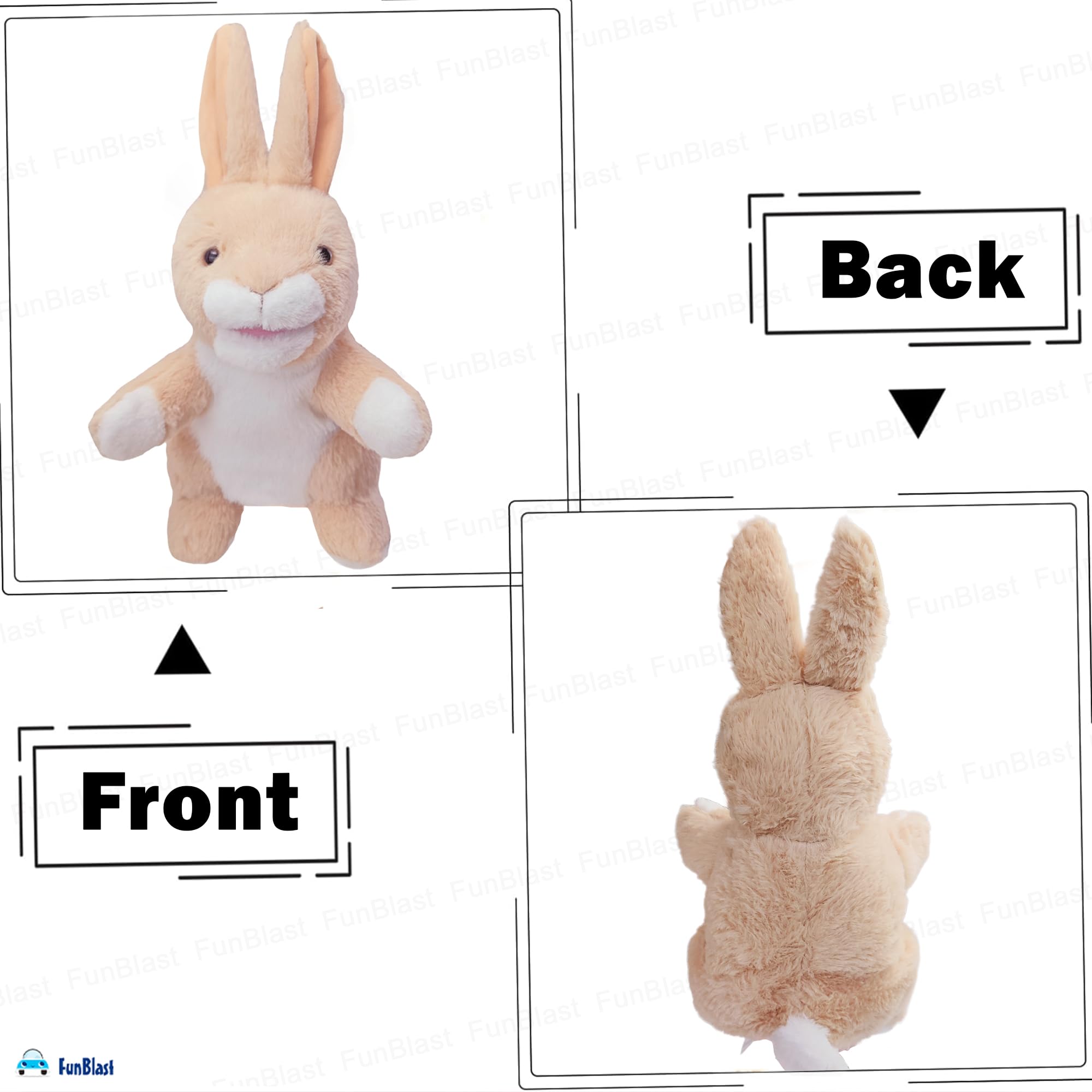FunBlast Plush Animal Hand Puppets - Soft & Cuddly Animal Figure Puppets for Kids, Storytelling & Role Play, Fun Educational & Learning Toys for Toddlers & Children (Rabbit) 3