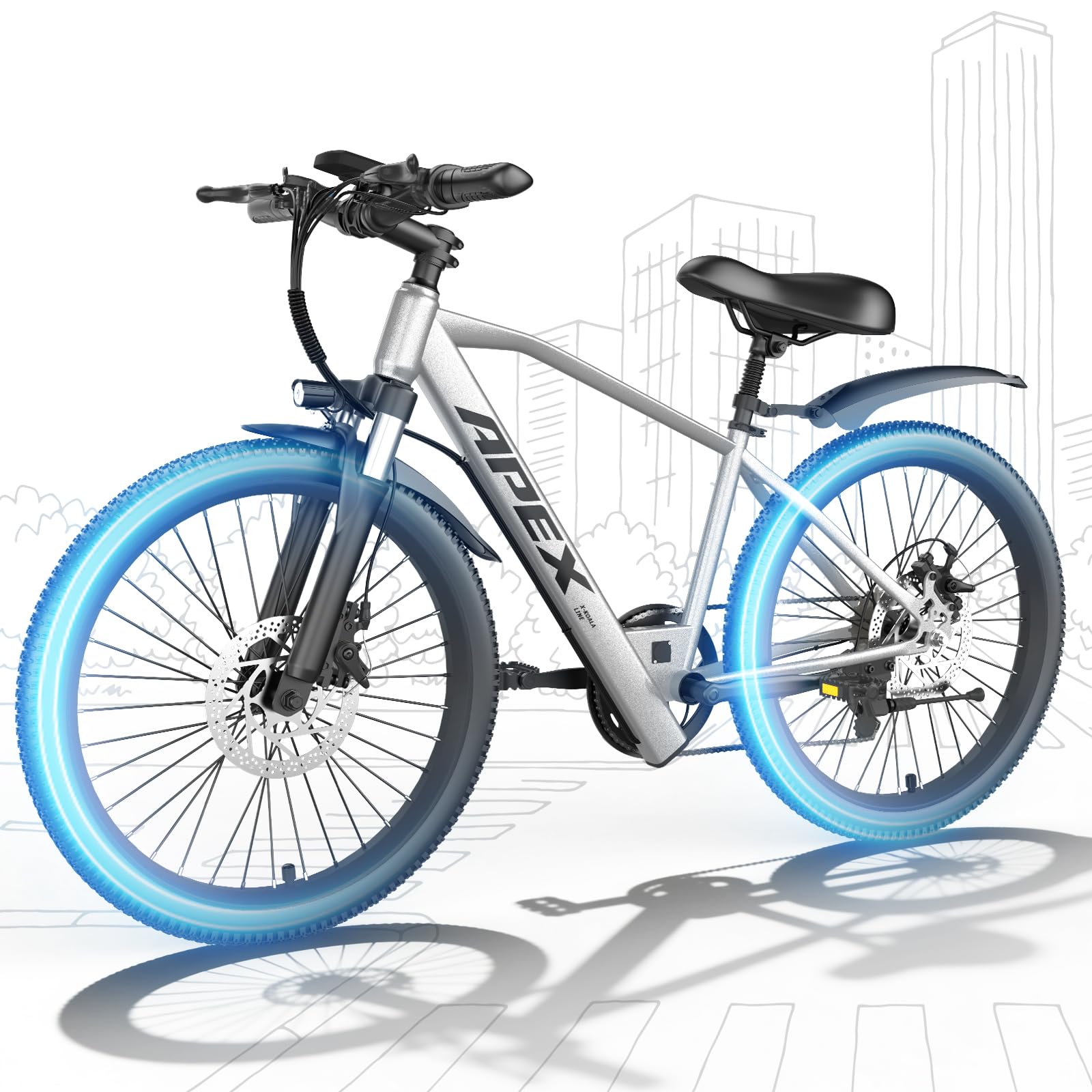26" Electric Bike for Adults Teens Ebike with 4 Modes & 7-Speed,UL2849 Certified,1200W Peak Motor,28Mph & 50Miles,Internal Removable Battery,Shock Absorber,City Commuter