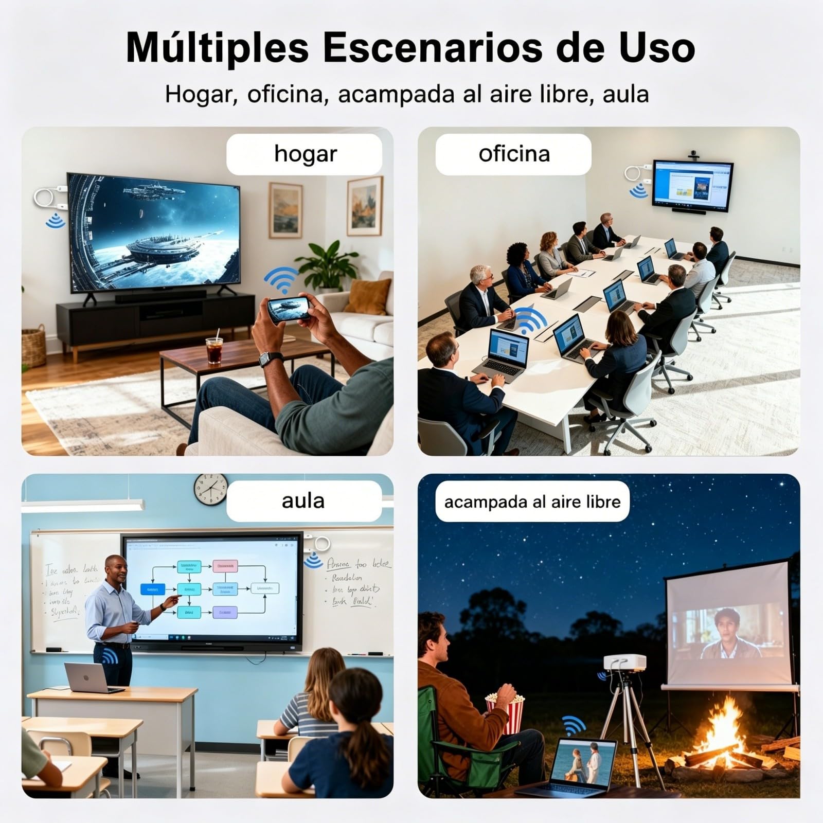 Adaptador HDMI Inalámbrico, Cable Duplicación Pantalla 1080P@60Hz con Decodificación 4K, Plug-and-Play sin WiFi/App/Bluetooth, Dongle AirPlay Miracast para iPhone Android PC a TV Proyector Monitor