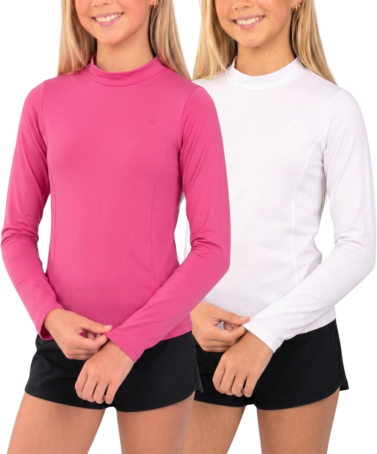 Volcom Girls Rash Guard 2-Pack Long Sleeve UPF 50+ Swim Shirt Sun Protection Swimwear for Kids