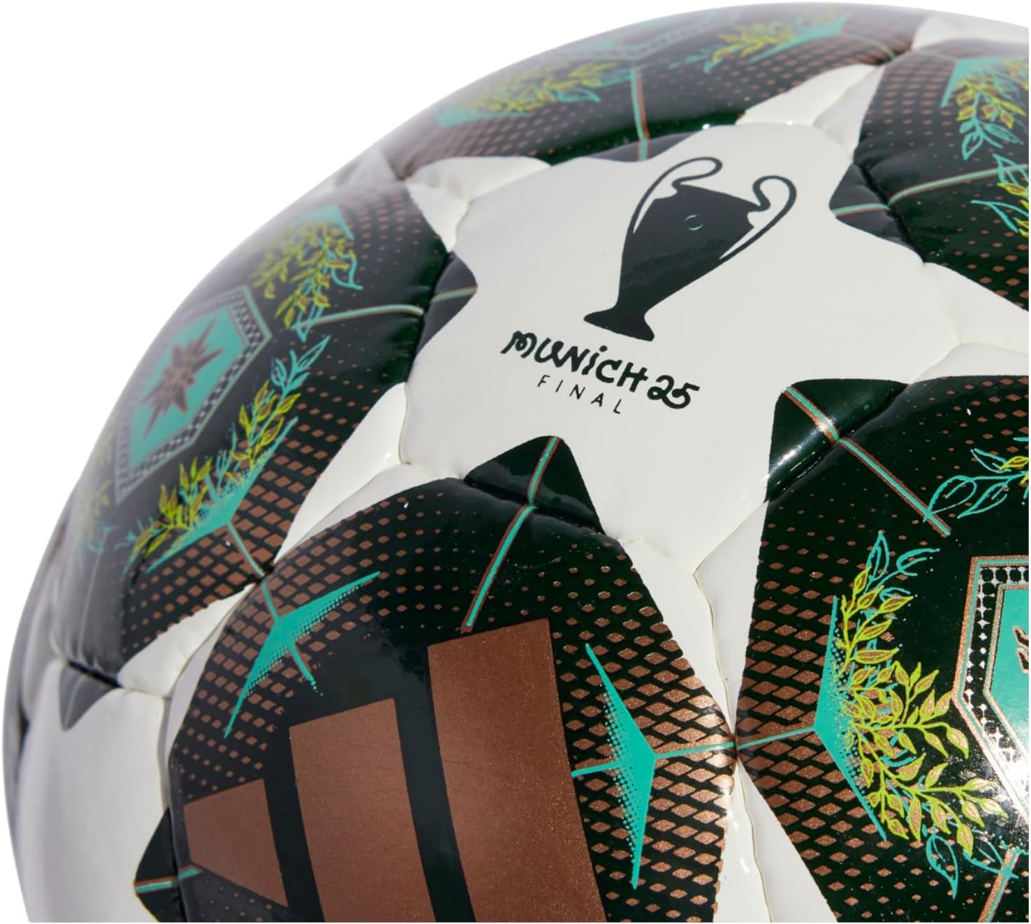 Side view of the adidas Futsal UCL Pro Sala Indoor Football, showing panel details