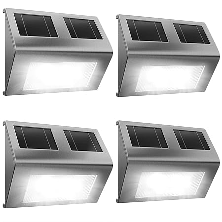 Deuba Solarleuchten 4x Außen LED Solar Wasserdicht Edelstahl Garten