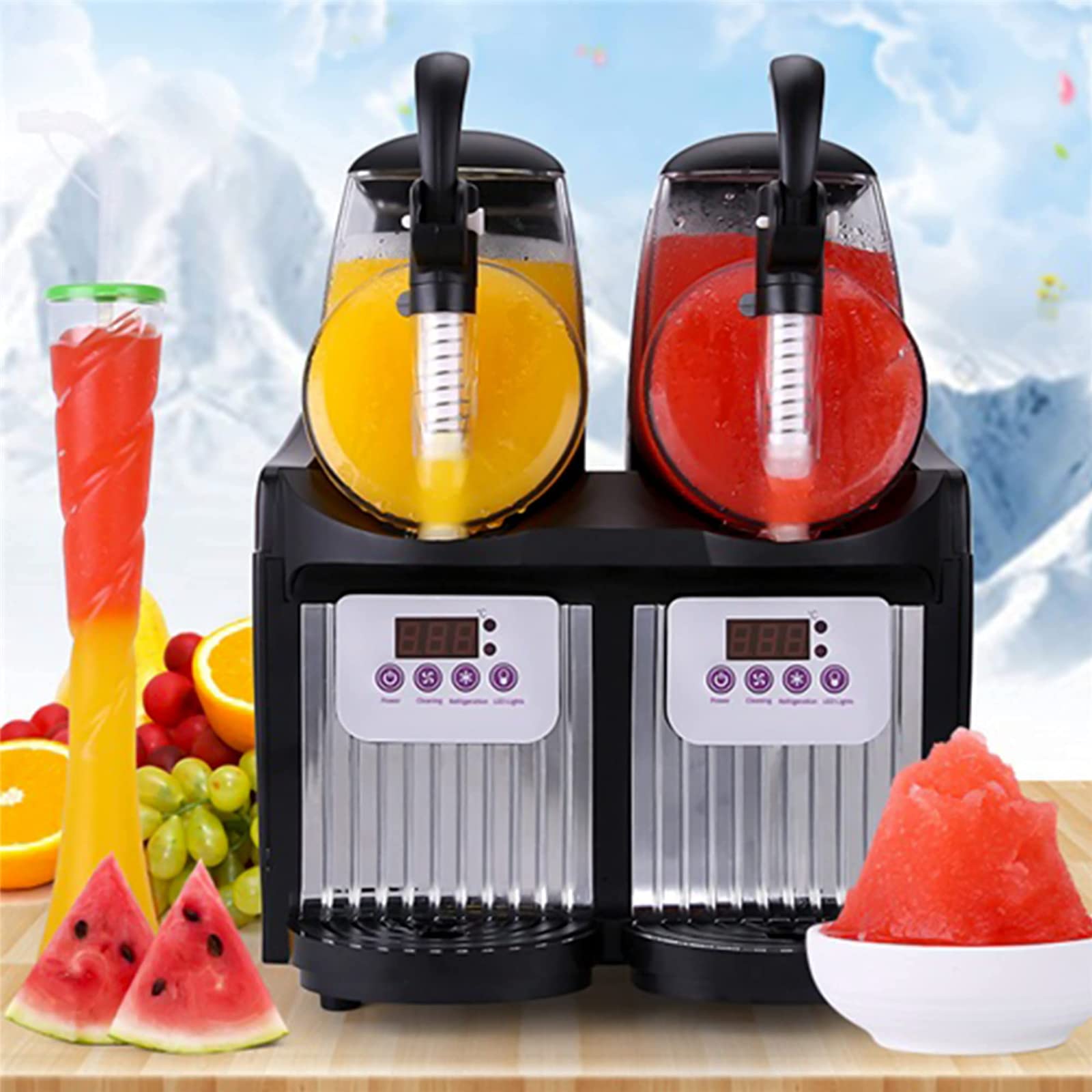 Máquina de granizado de Hielo Comercial de 5 l, máquina de granizado congelado Profesional, dispensador de café, té, Jugo, Bebida de Hielo Suave para cafeterías, restaurantes, Snack Bar，