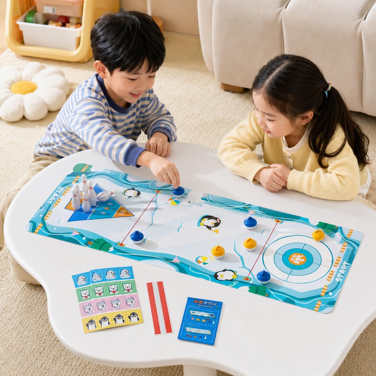 Juego Mesa para Niños con Tablero slizante Plástico y Goma con Anillos Objetivo y Líneas para Entretenimiento r en Casa Acuado para Regalos y Fiestas.