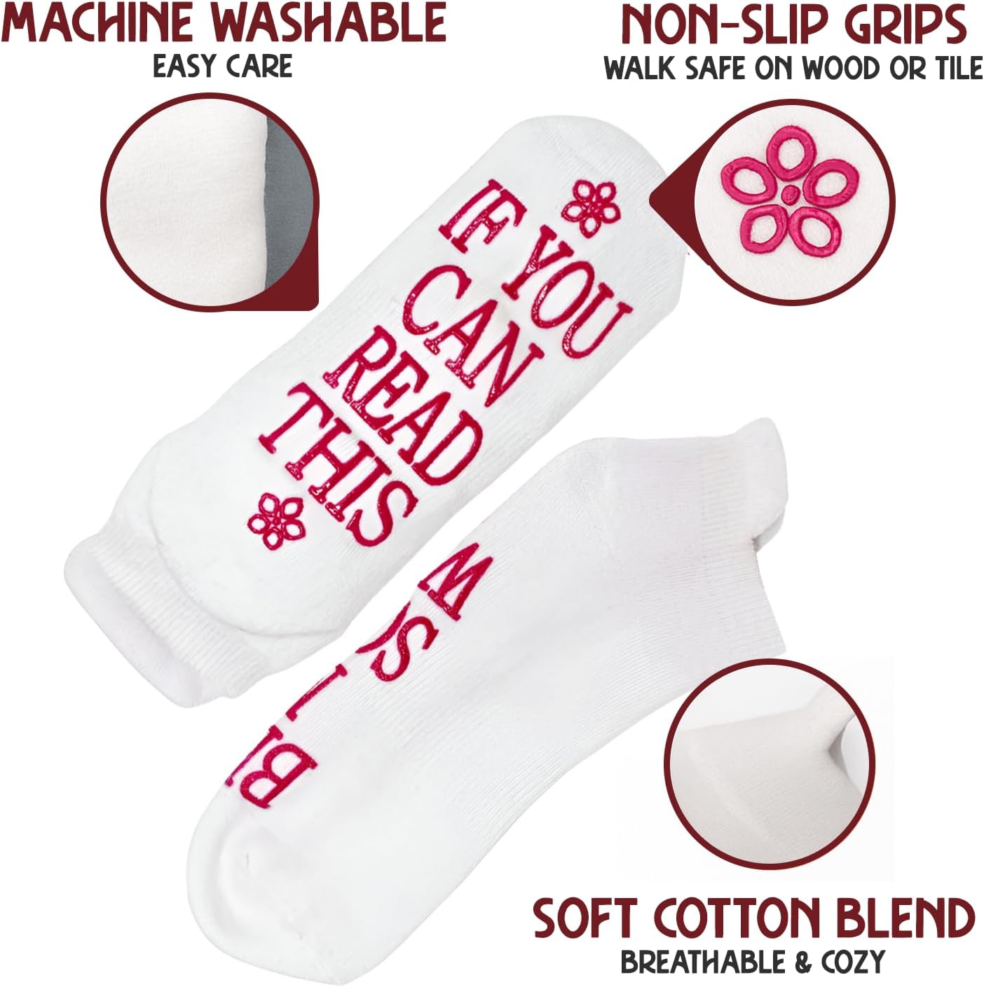 FUNNY WINE GLASSES + WINE SOCKS -16 oz Unbreakable Stemless Wine Glass With Sayings & Fuzzy Girl Socks “If You Can Read This, Bring Me Some Wine" - Image 4