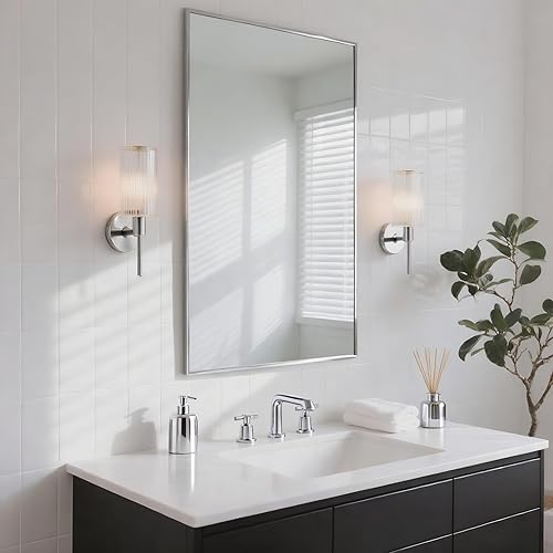 Miniatura 59 de Espejo de baño dorado naranja de 30 x 30 pulgadas para pared, espejo rectangular rectangular con marco de aluminio, moderno grande para dormitorio