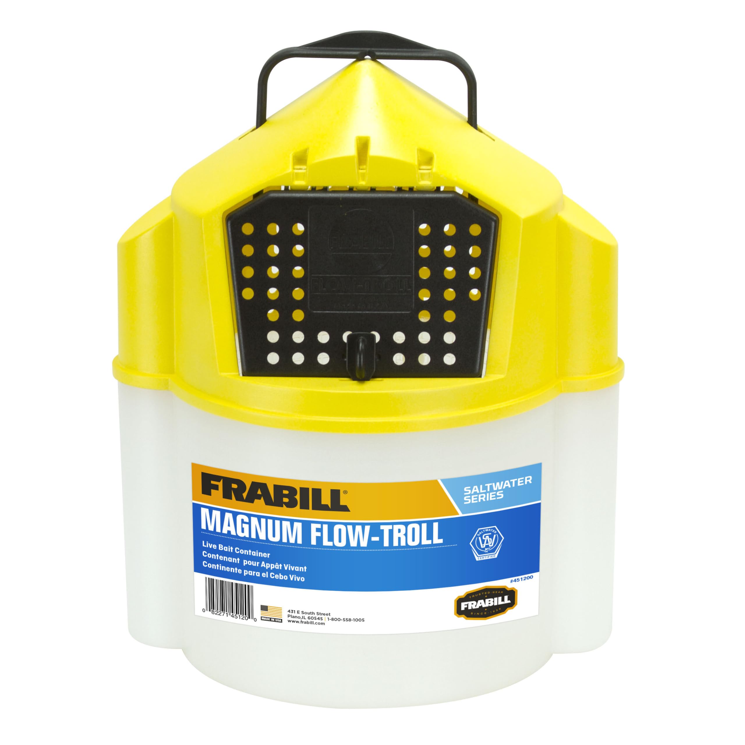 Frabill Magnum Flow-Troll Bait Bucket | Floating Live Bait Storage | 10 Quart Capacity | Available in Shrimp and Minnow Models