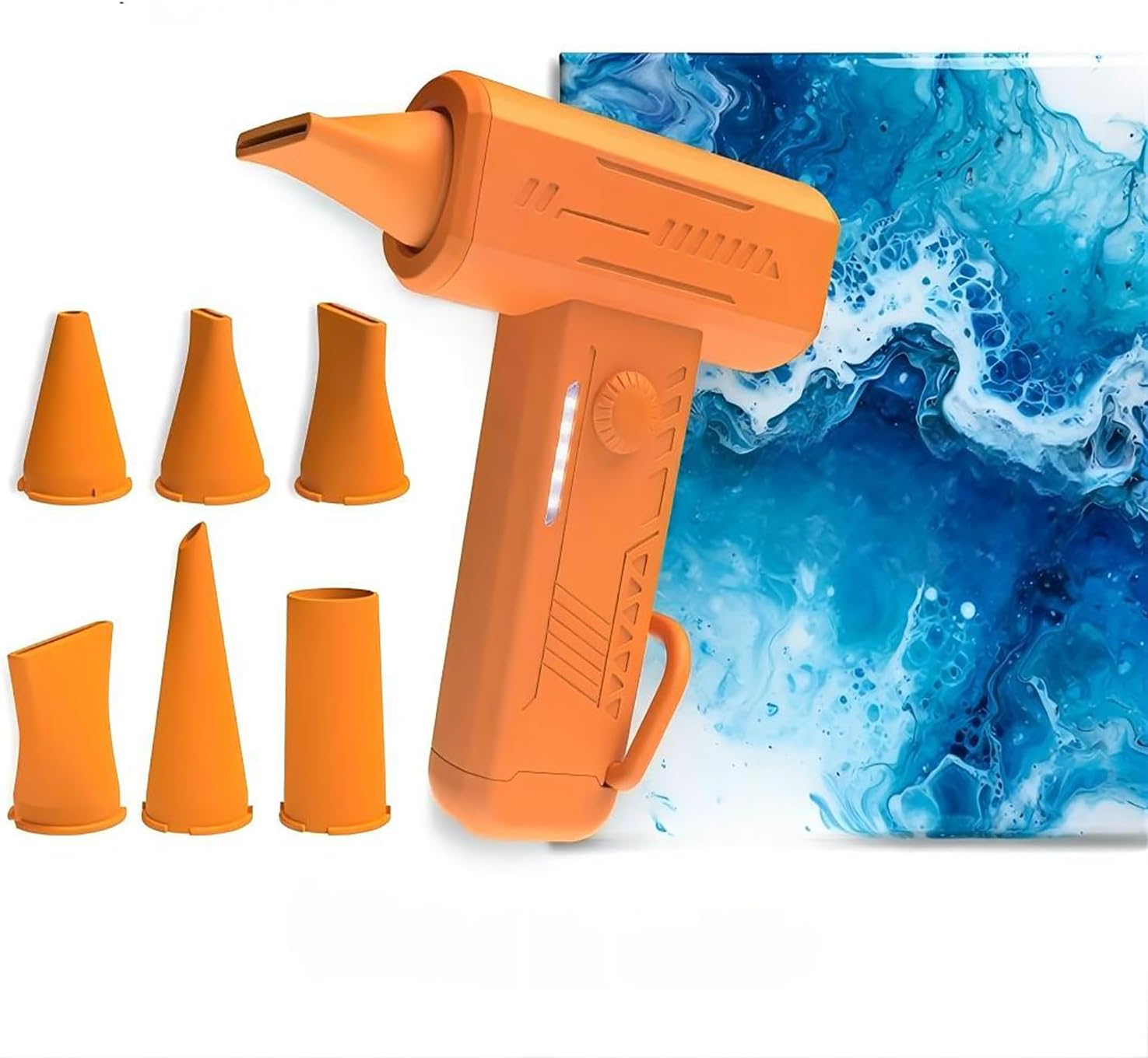 Cordless 6-Nozzle Paint Dryer & Fluid Art Blower - Cool Air Only for Acrylic Pouring, Watercolor, Ink Texture | Portable Tool for Canvas Cells, Dutch Pour, Floetrol Craft Supplies