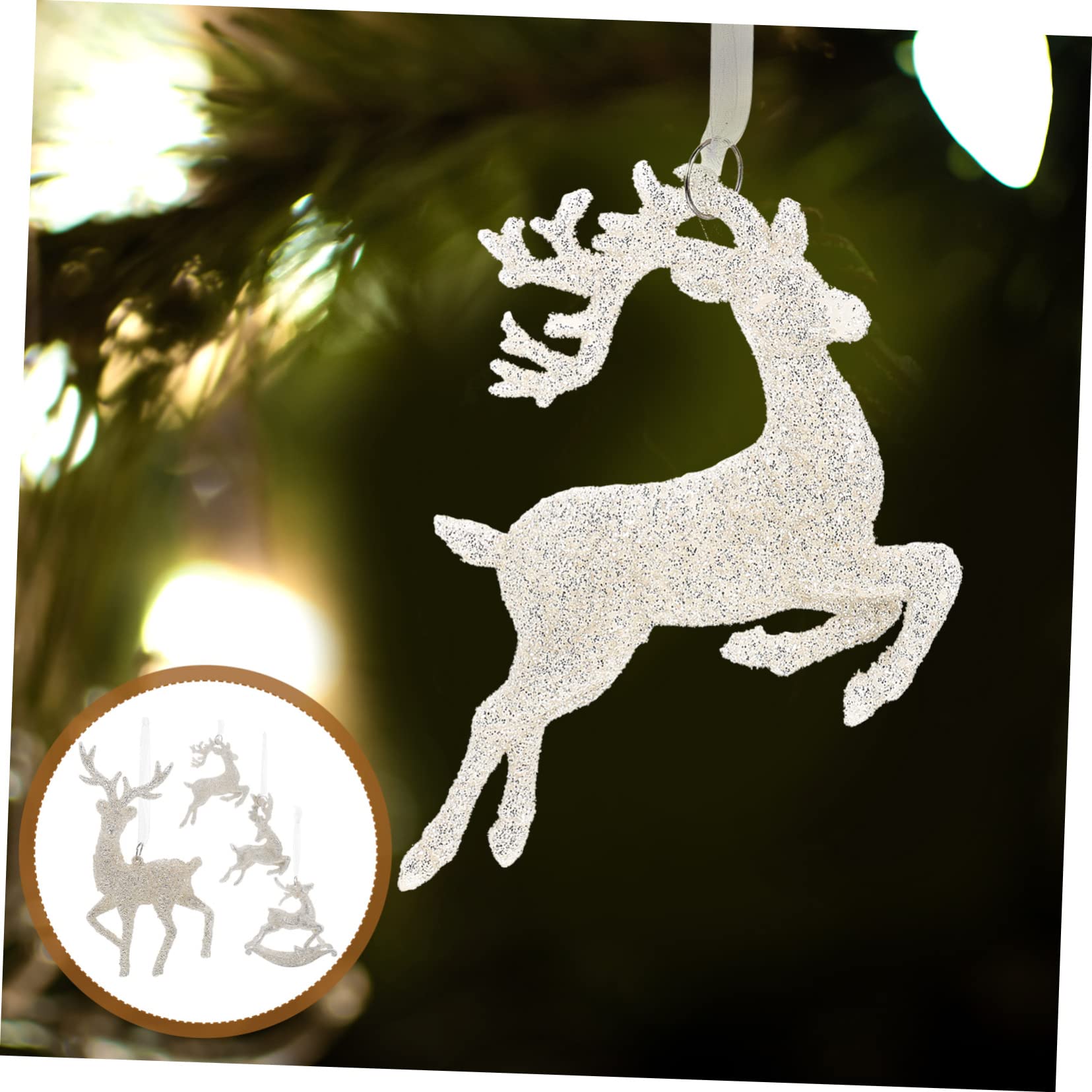 Decorazioni Natalizie 4 Pezzi Pendenti Renna in Pvc Delicati per Decorazioni Facili da Appendere a Casa e Feste di Natale