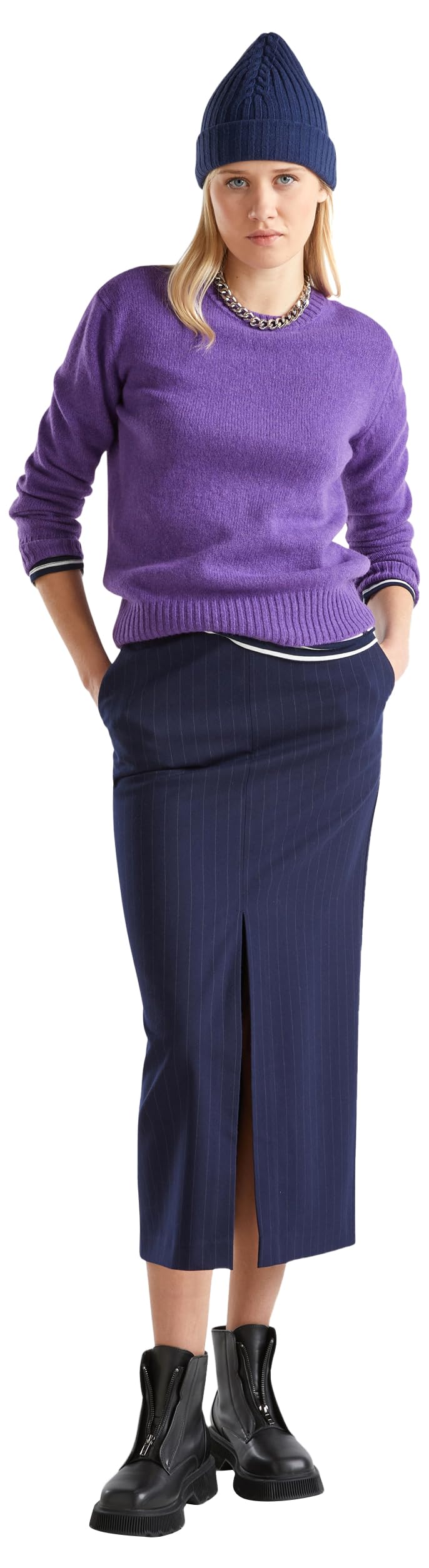United Colors of Benetton Women's Jersey G/C M/L 103ME1N23 Sweater, Purple, M