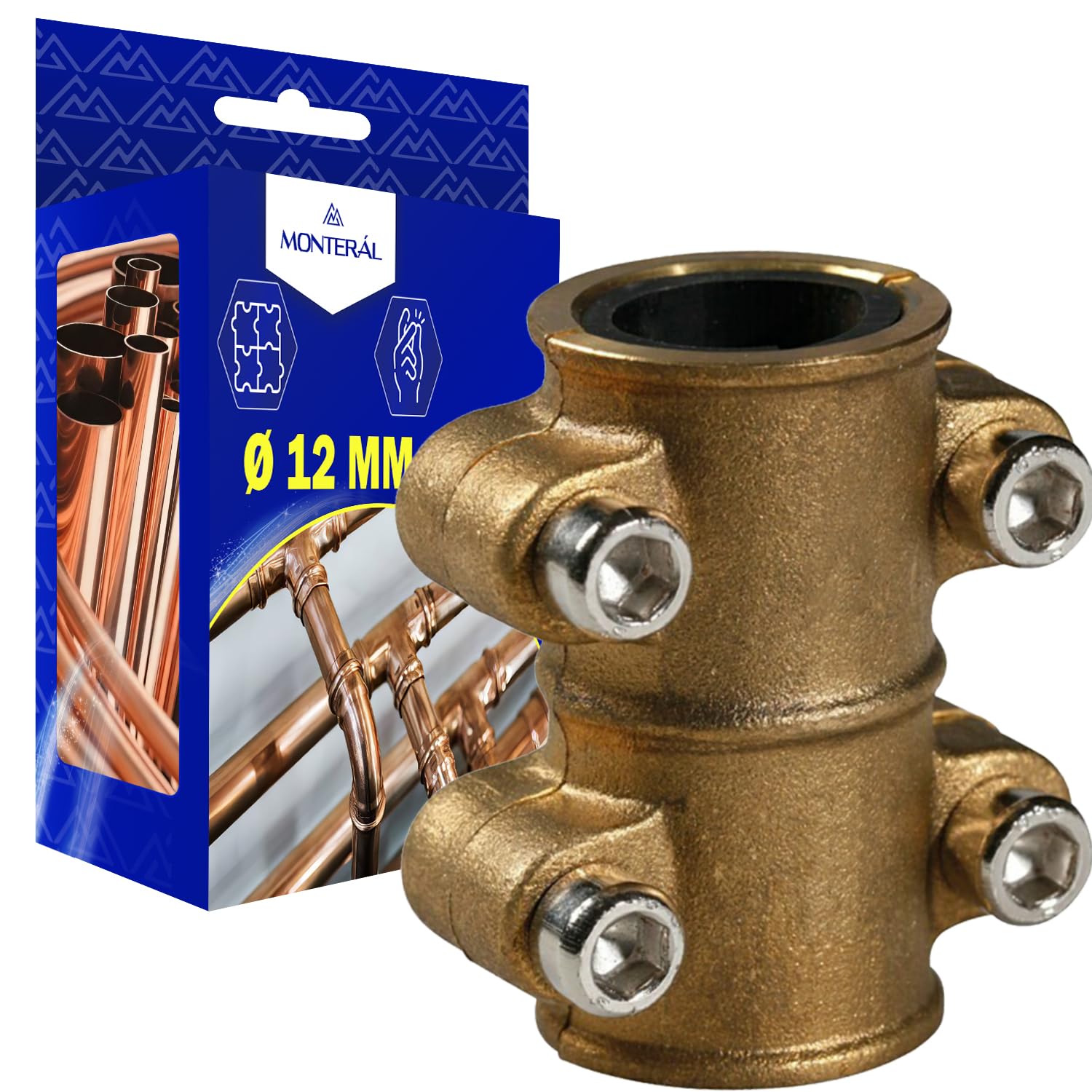 Copper Pipe Clamp Diameter 12 mm Made of Brass - MONTERAL, Gold