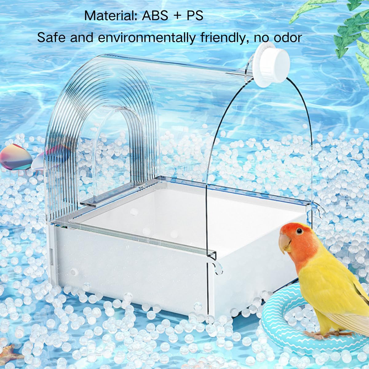 Grande gabbia da bagno per uccelli, per la pulizia degli animali domestici, calopsitta, con cassetto inferiore, per pappagalli, spaziosi parrocchetti, doccia portatile per la maggior parte