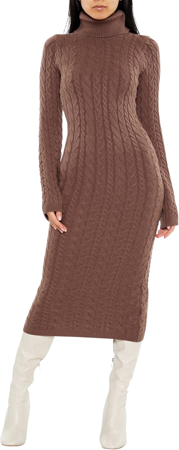 Forever 21 Womens Cable Knit Midi Sweater Dress