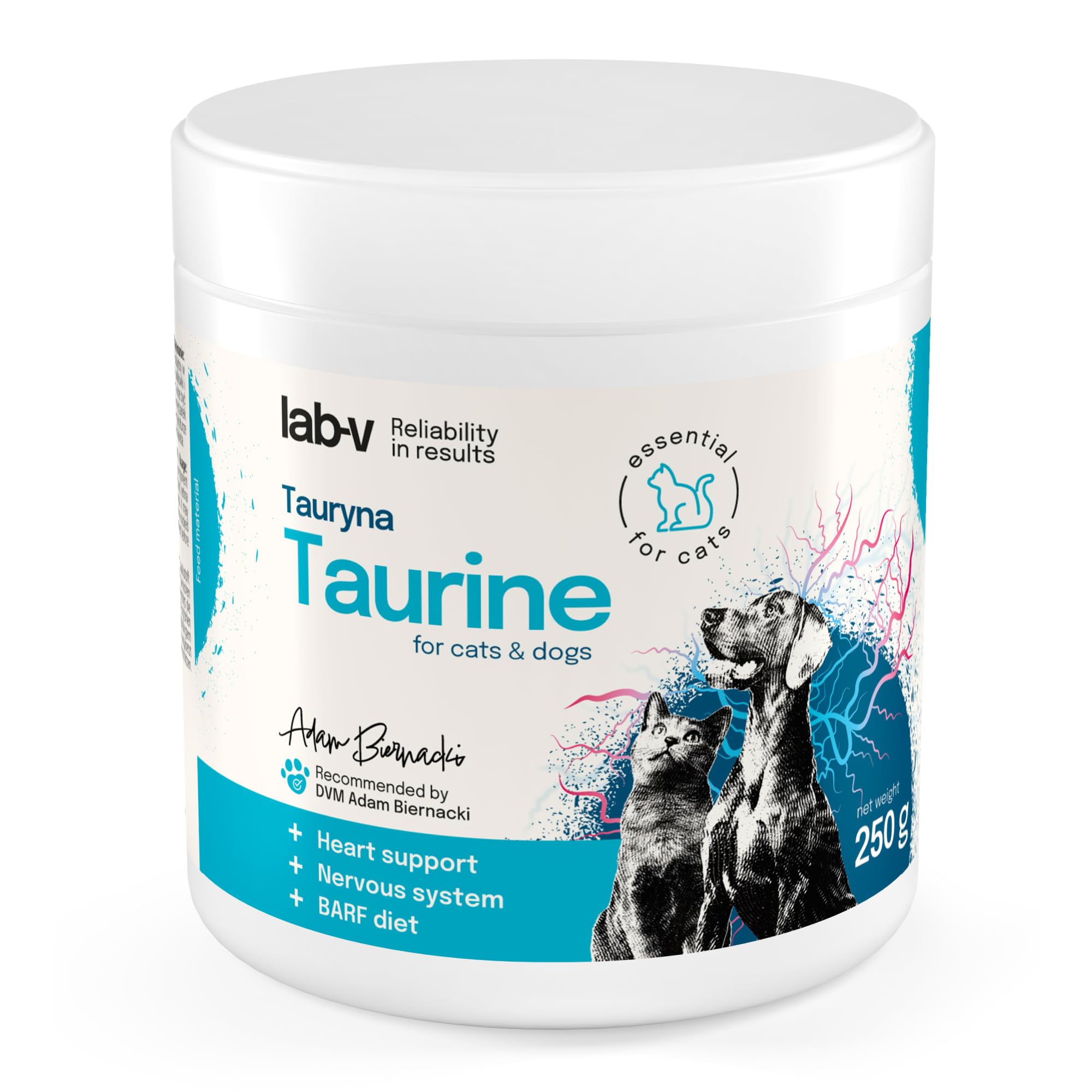 Lab-v Barf Taurin – 100% reines Taurin – für Katzen – Ergänzungsfuttermittel – 250 g