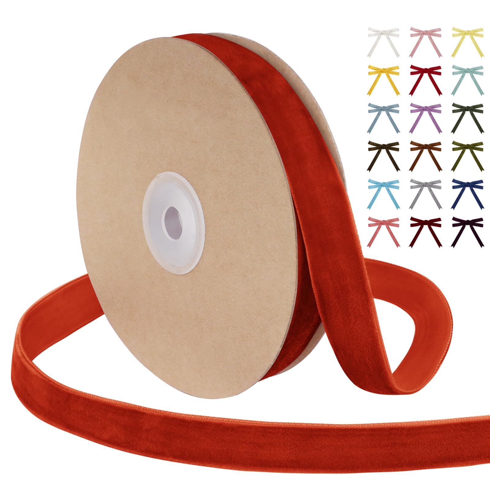 Uiopa Orange Velvet Ribbon, 20mm x 9m Single Face Wrapping Ribbon, Vintage Velvet Ribbons for Gift Wrapping, Wreaths, Wedding, Party, Home Decor, DIY Crafts