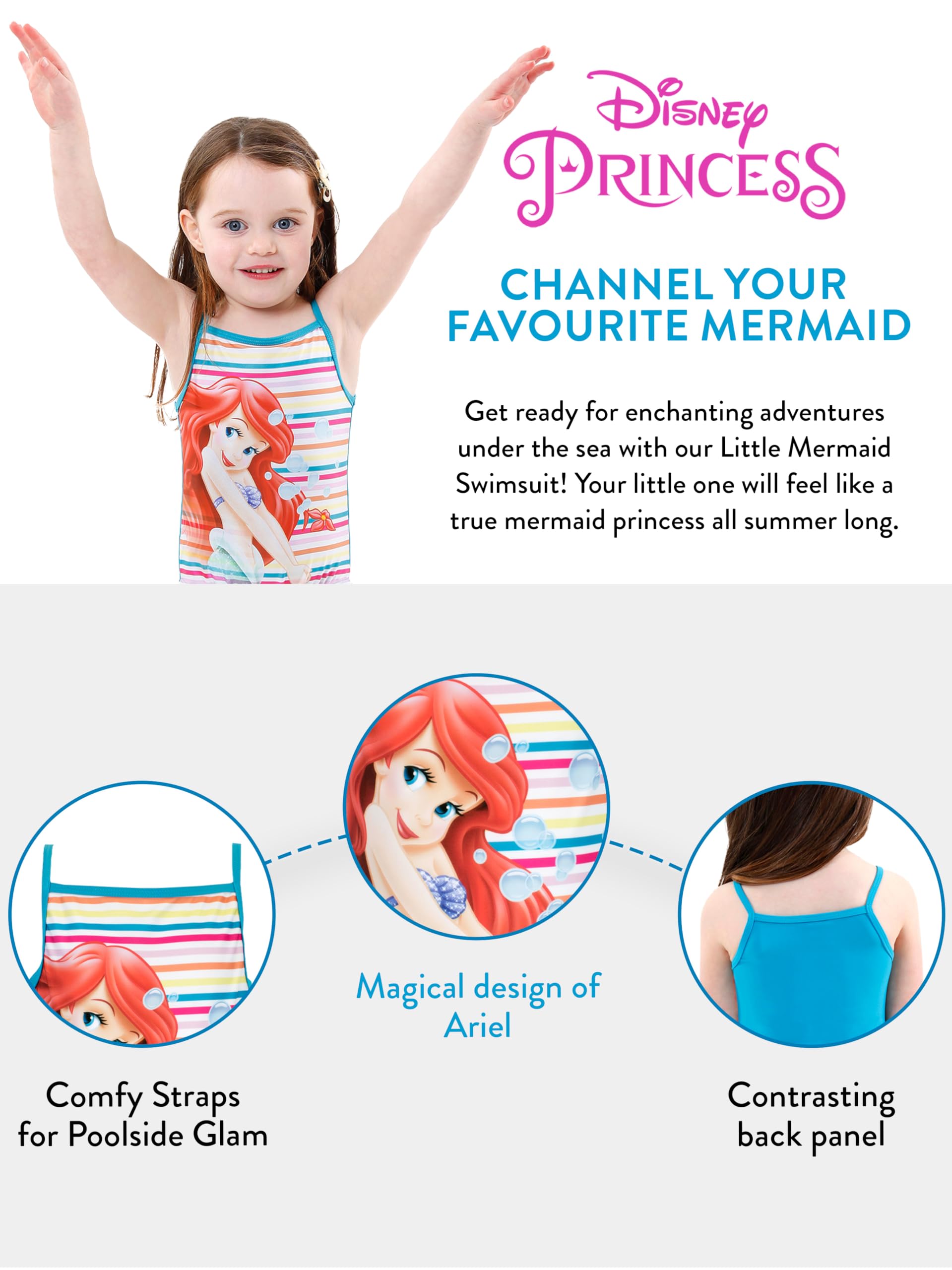 Disney Bañador De Sirena La Sirenita Traje De Baño para Niña 2-10 Años
