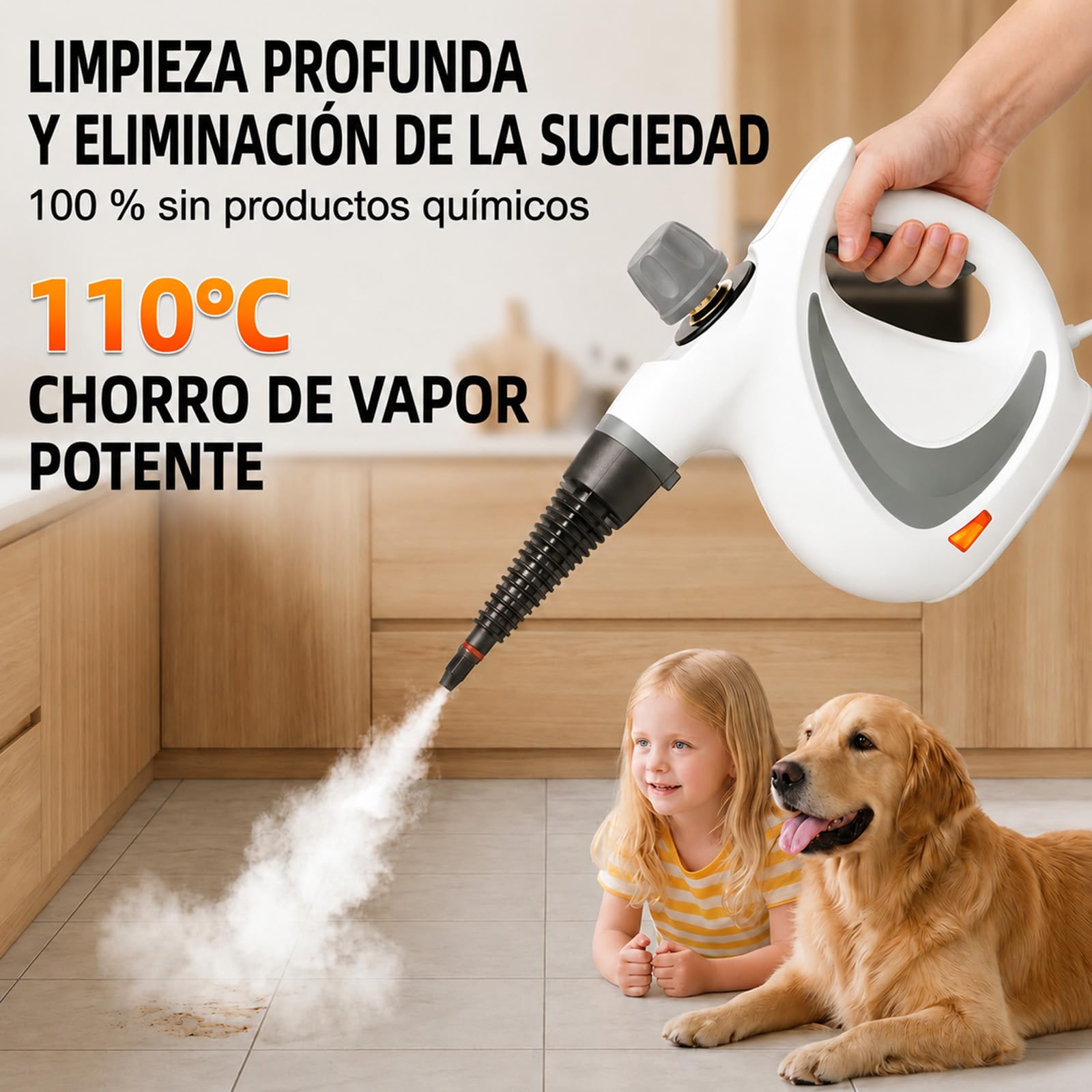 Vaporseguro Limpiador a Vapor de Mano, 12 Accesorios para Hogar y Coche