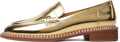 Miniatura 2 de Mocasines de cuero mate para mujer, estilo casual, sin cordones, punta redonda, tacón bajo grueso, zapatos de vestir de 1 pulgada