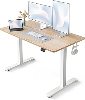 FEZIBO Standing Desk, Height Adjustable Computer Desk 48"x24", Sit Stand Workstation for Home Office,Oak