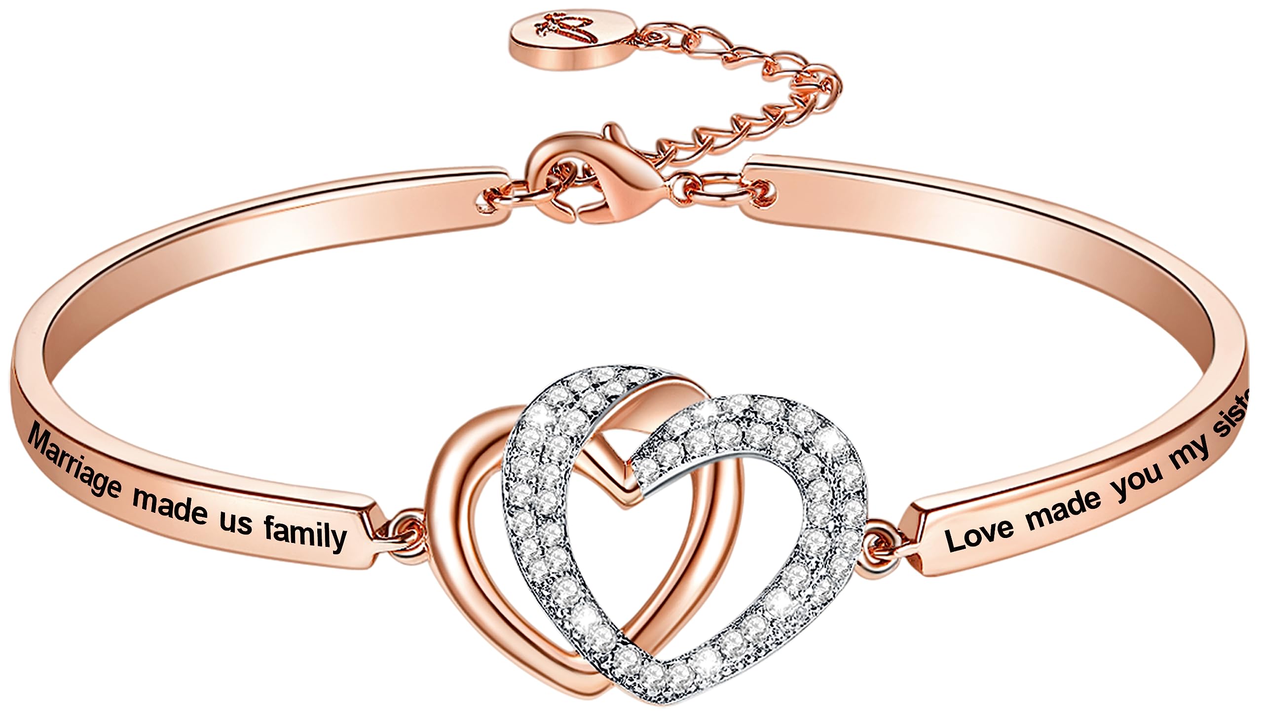 Birthday Mother/Daughter/Sister in Law Gift, ‘Marriage Made Us Family Love Made You My Mom/Daughter/Sister’ Bangle Bracelet, Women Girl Customized Jewelry, Christmas Wedding Present from Step