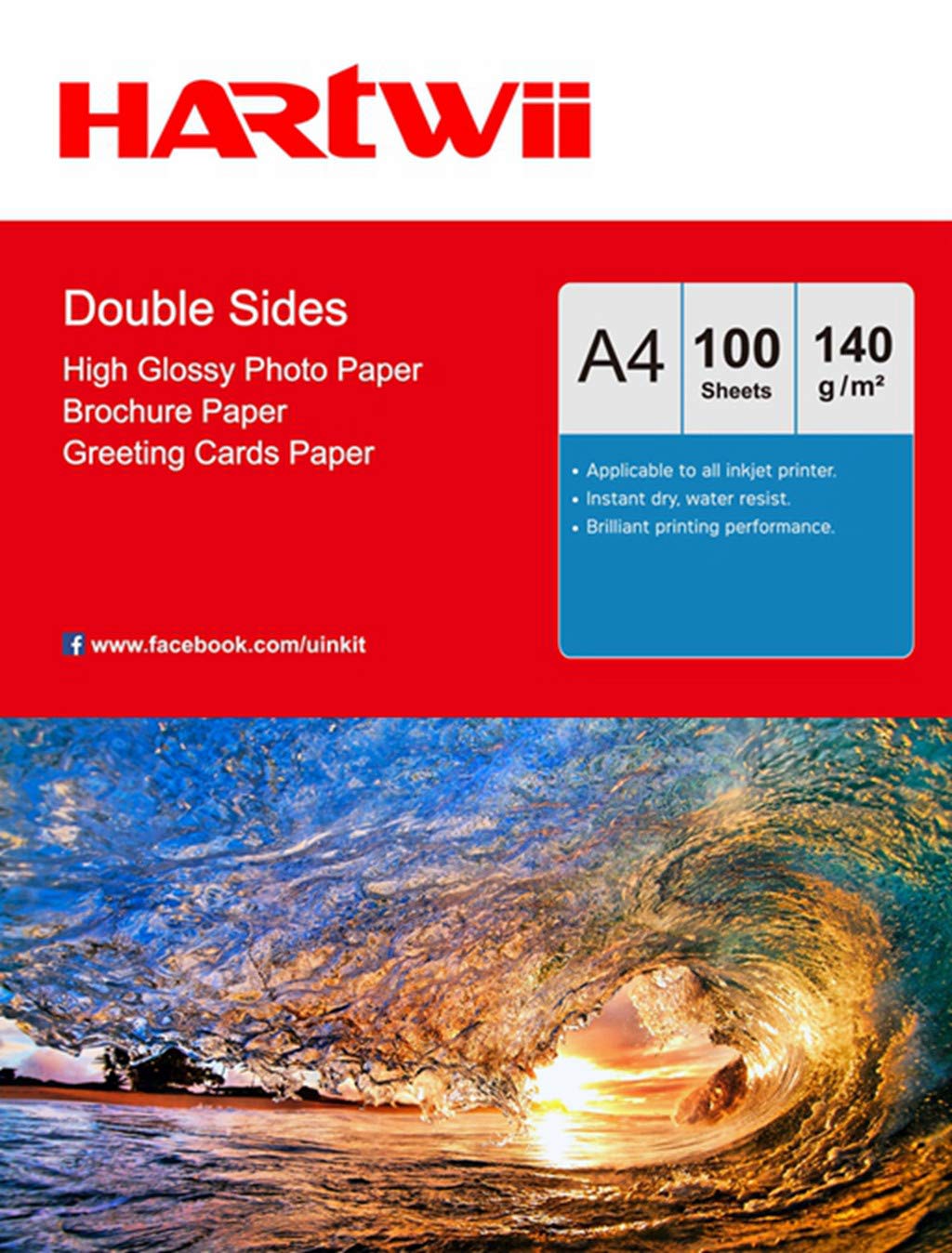 A4 Thin Photo Paper 140Gsm Double Sides Printed High Glossy - 100Sheets Inkjet Paper Both Sides Printing Super White Hartwii