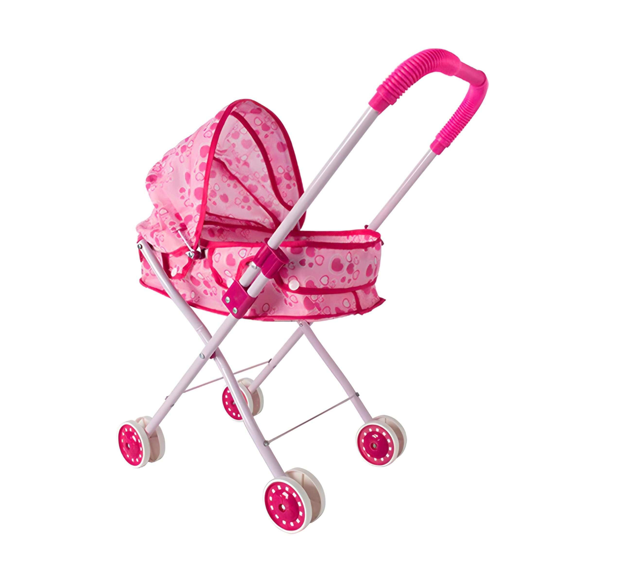 Passeggino per Bambole con Cappottina Pieghevole Metallo Plastica Carrozzina Richiudibile per Bambine Giocattoli Bimbe Passeggino per Bambole Passeggino Carrozzine (CARROZZINA METALLO IN SCATOLA)