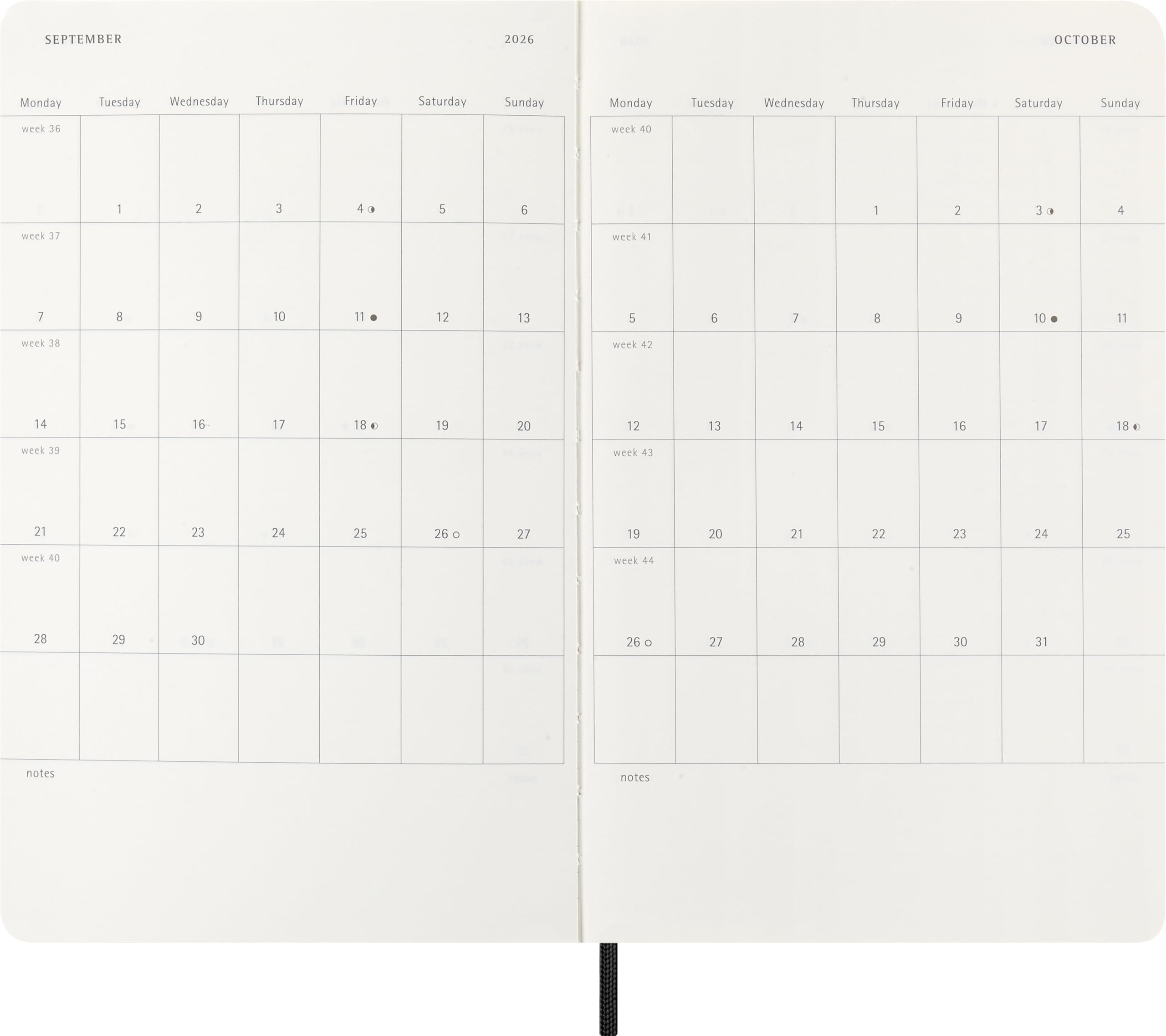 Moleskine Wochenplaner 2026 Kostbar und Ethisch, 12-Monats-Wochenagenda mit Platz für Notizen, Weicher Veganer Einband, Mit Geschenkverpackung, Farbe Schwarz, Format 13x21 cm