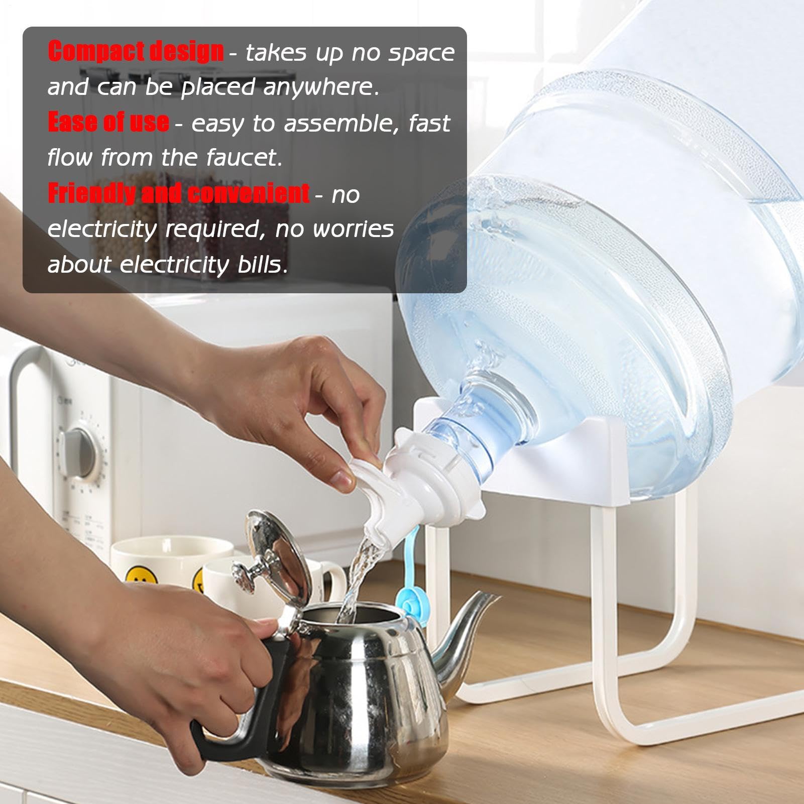 Support de distributeur d'eau pour bouteille de 3 à 5 gallons – Suppoort en fer robuste pour bouteilles non filetées de 55 mm, support d'eau de comptoir résistant à la rouille pour le camping