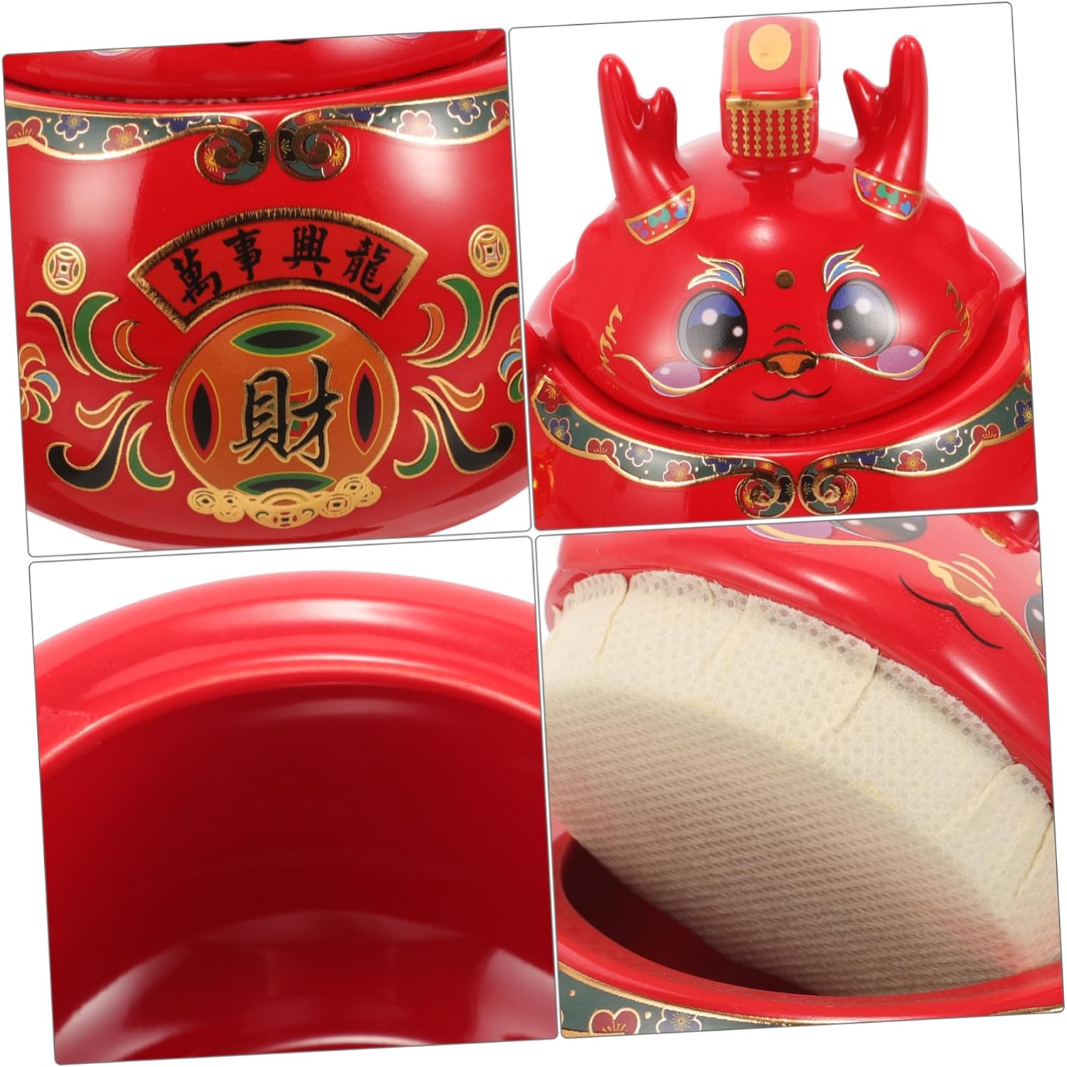 Luxshiny Multi-function Storage Canister Ceramic Tea Jar Decorative Lid for Household