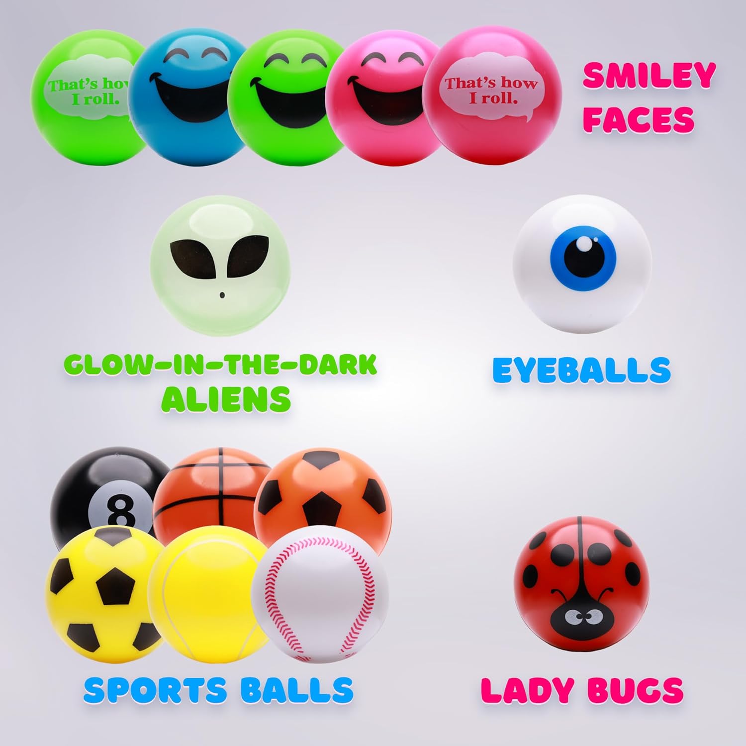Hard Plastic Balls - 2 Inch Plastic Balls for Kids - 49 mm Self-Vending Toys in Bulk - Assorted Colors - Vending Machine Toys - Classroom Prizes