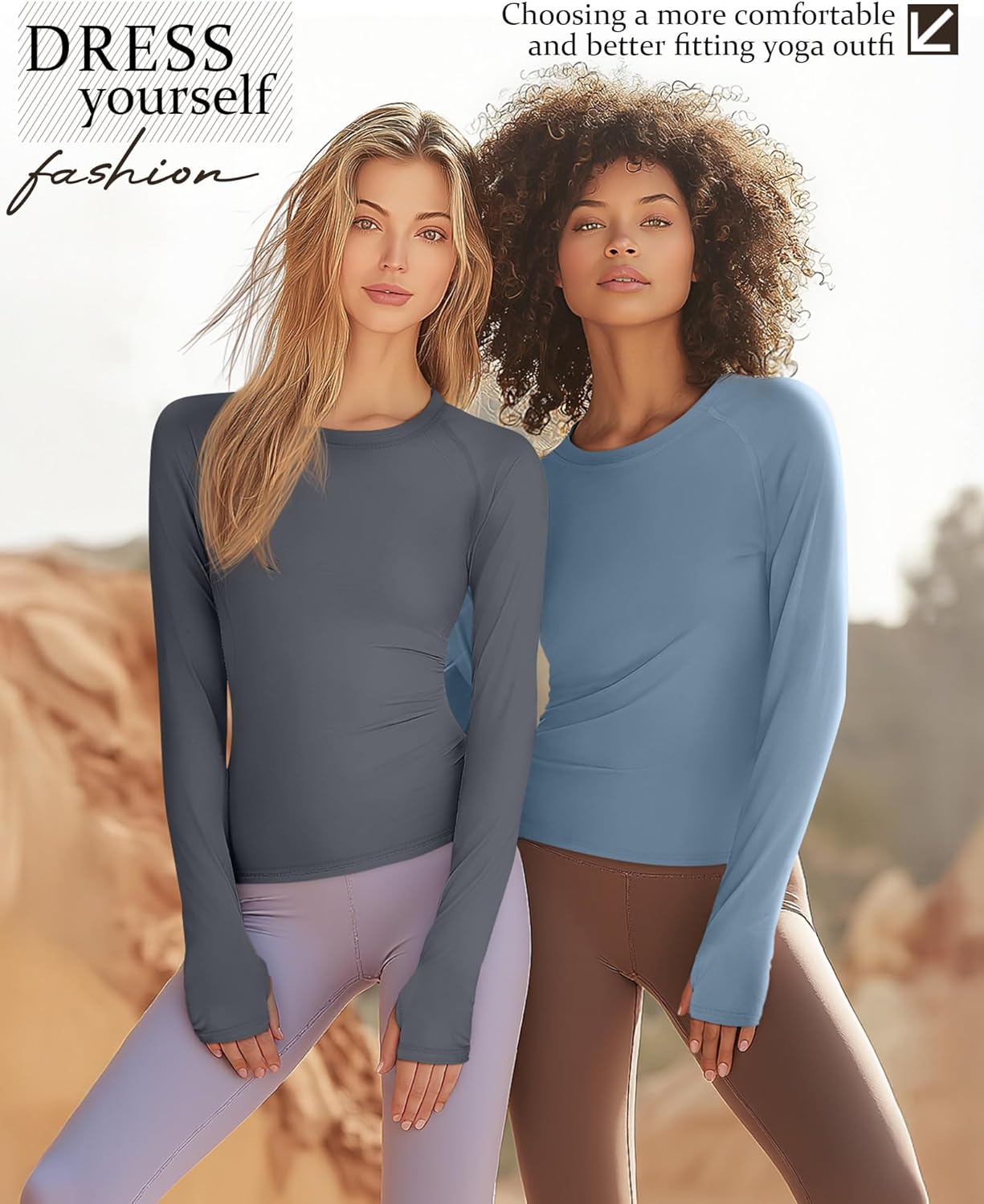 3 Pack Women's Workout Shirts Long Sleeve Raglan Slim Fit Crew Neck Athletic Yoga Basic Tops with Thumb Holes - Image 5