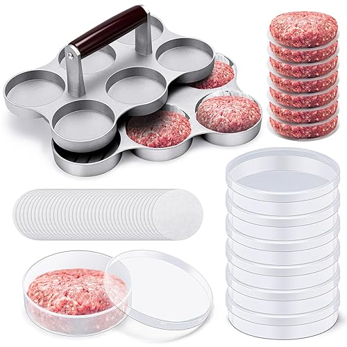 Mini Burger Press with 200 Patty Papers and 6 Storage