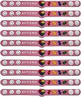Kit de Pulseiras de Identificação de Autismo Transtorno do Espectro Autista (TEA) 10 Peças Cores Sortidas Borracha Regulavel (Rosa)