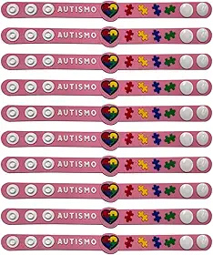 Kit de Pulseiras de Identificação de Autismo Transtorno do Espectro Autista (TEA) 10 Peças Cores Sortidas Borracha Regulavel (Rosa)