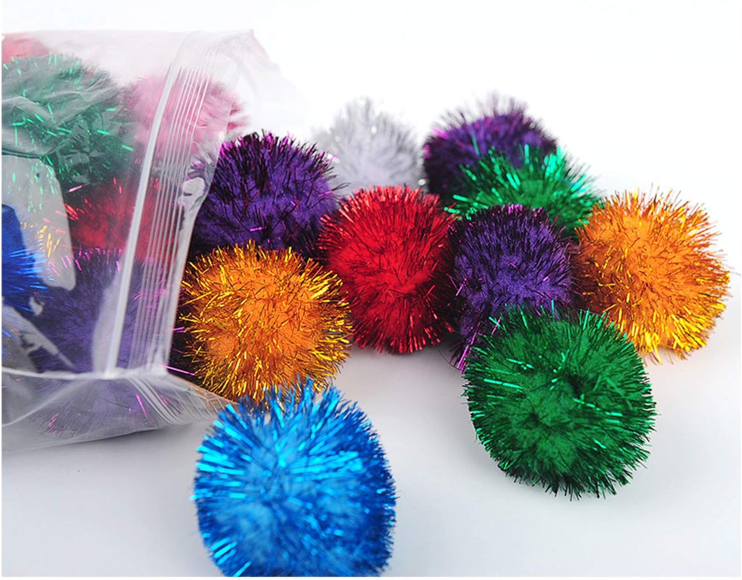 VOVIGGOL 20 Pack 5CM Cat Sparkle balls for Cats Large Size, Glitter Pom