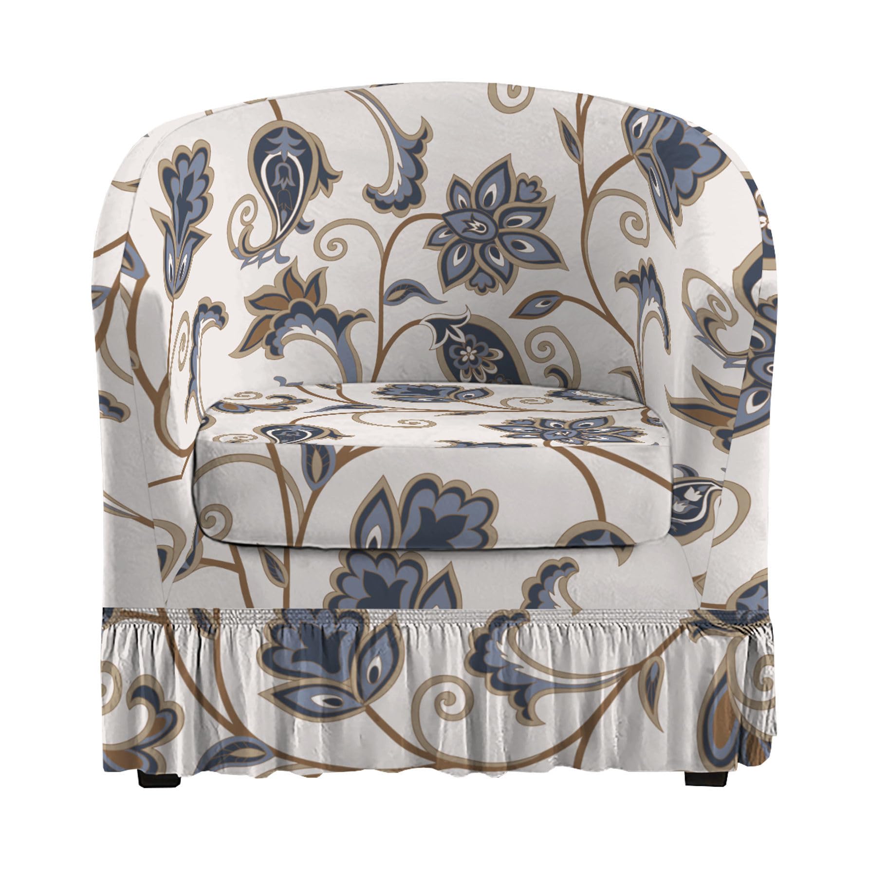 Jhld 05 2 Piece Club Chair Slipcover, Stretch Tub Chair Cover With Skirt Printed Tub Chair Slipcover Removable Washable-2 Piece