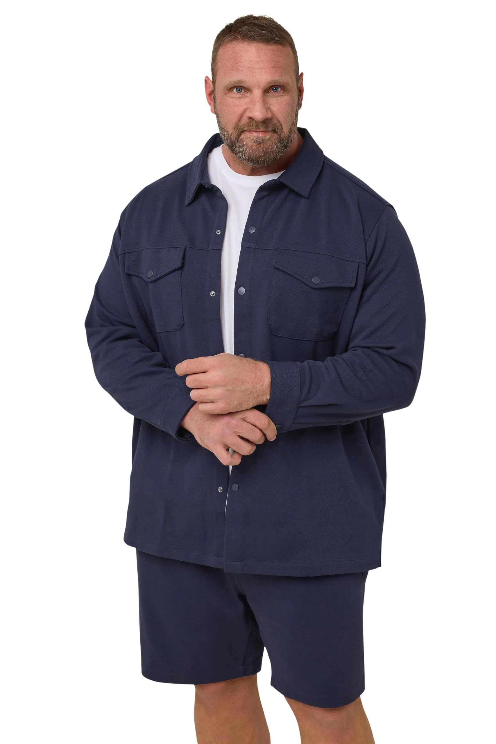 BadRhino Textured Jersey Shacket - Dark Navy - Men's - 4XL