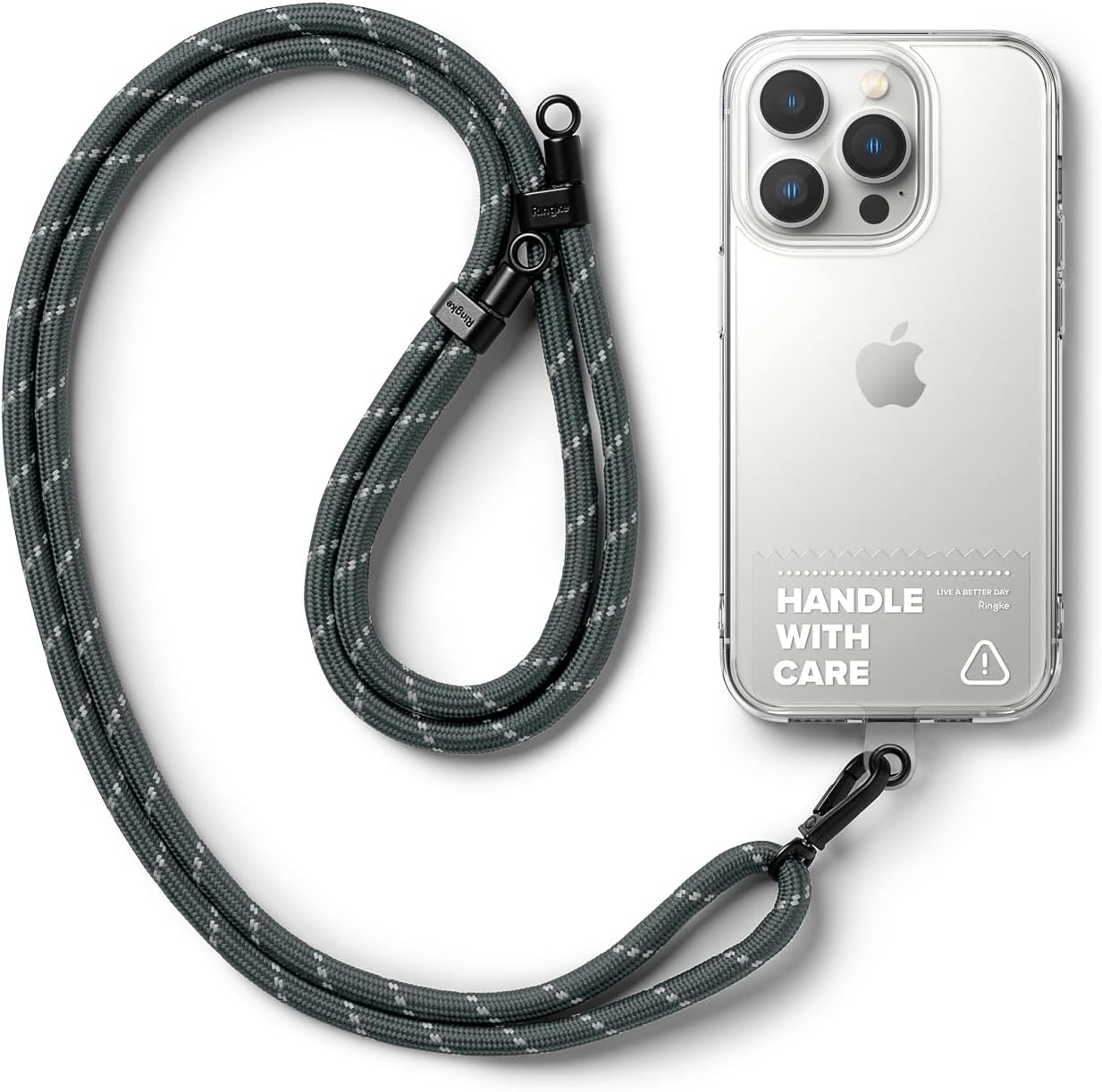 Ringke Holder Link Clear Adjustable Crossbody Neck Strap, Universal Multifunctional Lanyard Patch for Most Smartphones