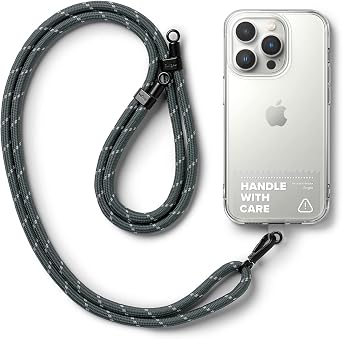 Ringke Holder Link Clear Adjustable Crossbody Neck Strap, Universal Multifunctional Lanyard Patch for Most Smartphones