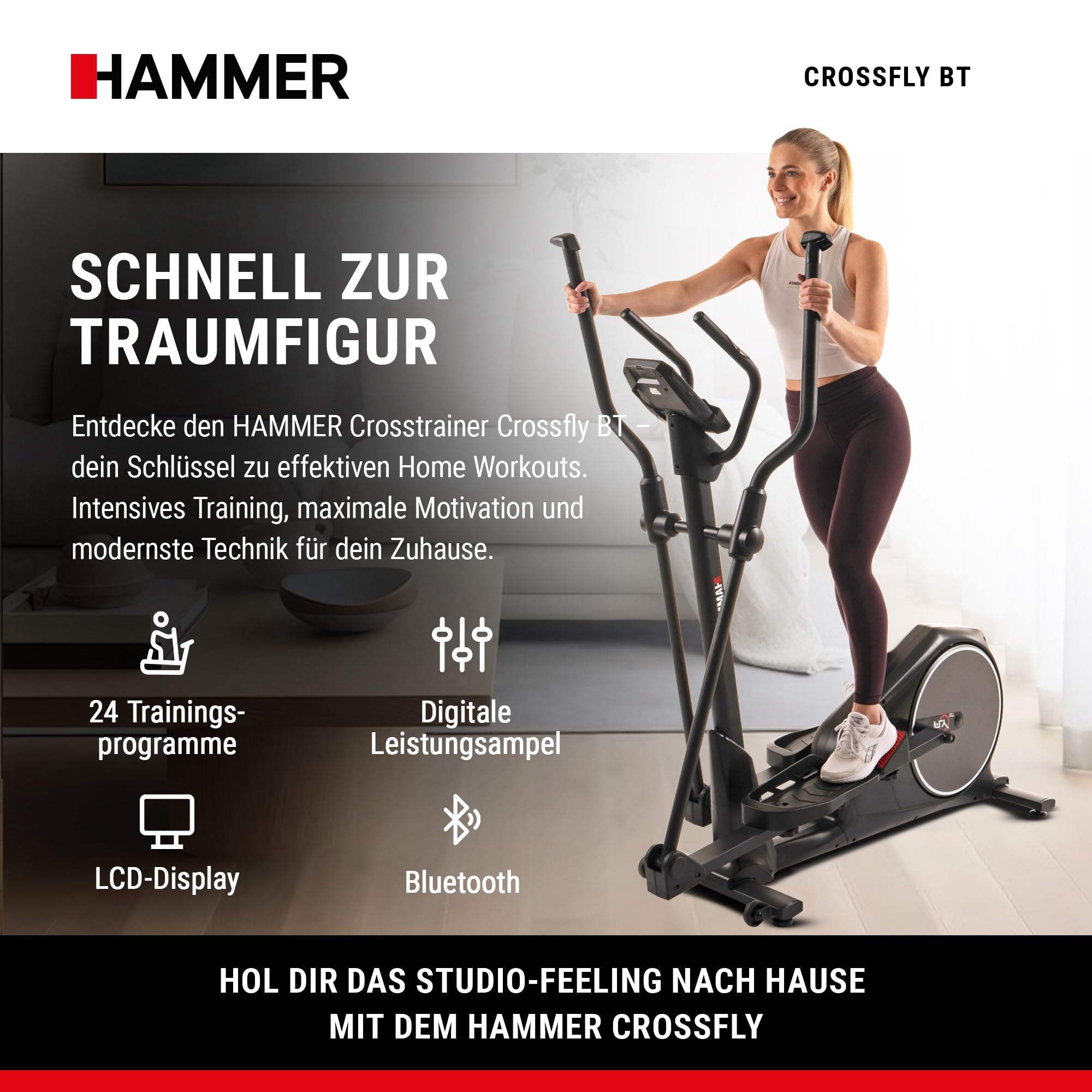 HAMMER Crosstrainer Crossfly BT, 24 Programme, Zwift & Kinomap kompatibel
