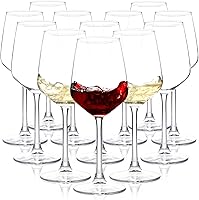 SHYRC Wine Glasses Set of 12 - 12oz Long Stem Clear Glass for Red/White Wine, Parties, Weddings & Home Bar