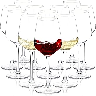 Wine Glasses Set of 12, 12oz Clear Red/White Wine Cup, Long Stem Wine Glasses for Party, Wedding and Home