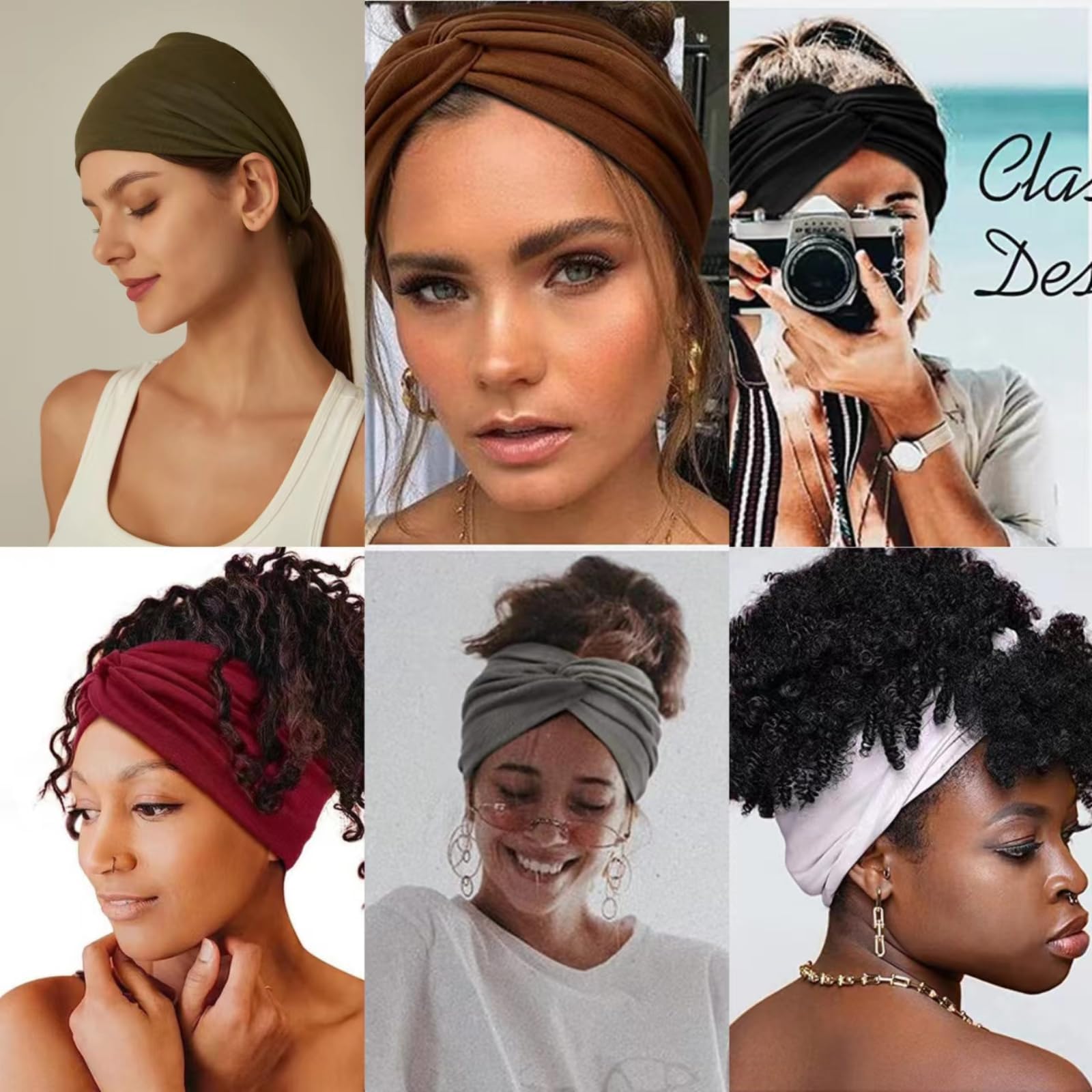 Wide Hair Band Head Scarfs for Women Fabric Elastic Soft Boho Headband Flower head wrap Bandanas for Women Yoga Sport Hairbands (NP6ColorYellow) - Image 3