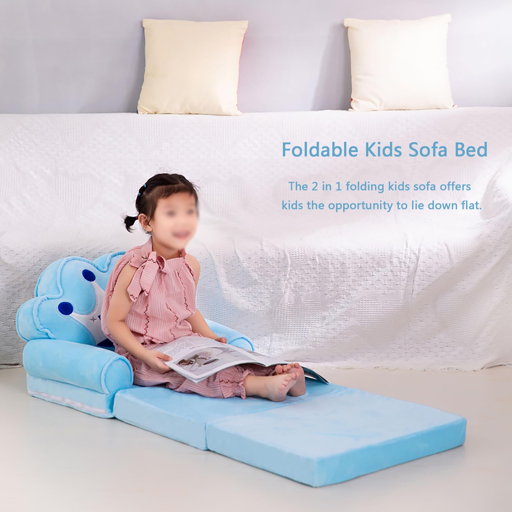 YUDIZWS Sillón Infantil Plegable Sofá Infantil de Felpa con Respaldo Silla de Bebé para Sala de Juegos o Guardería,D