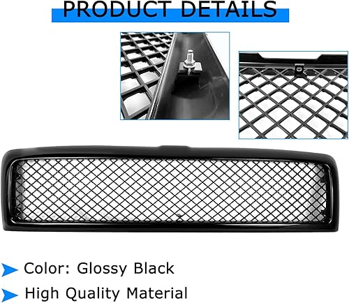 Miniatura 2 de Rejilla de parachoques delantero para Dodge Ram 1994 1995 1996 1997 1998 1999 2000 2001 2002 Dodge Ram 1500 2500 3500 rejilla delantera de malla