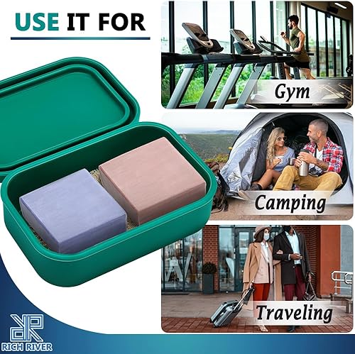 Miniatura 2 de Soporte de jabón de viaje mejorado a prueba de fugas con tapa, barra de champú y soporte para barra de acondicionador, contenedor de jabón con capa