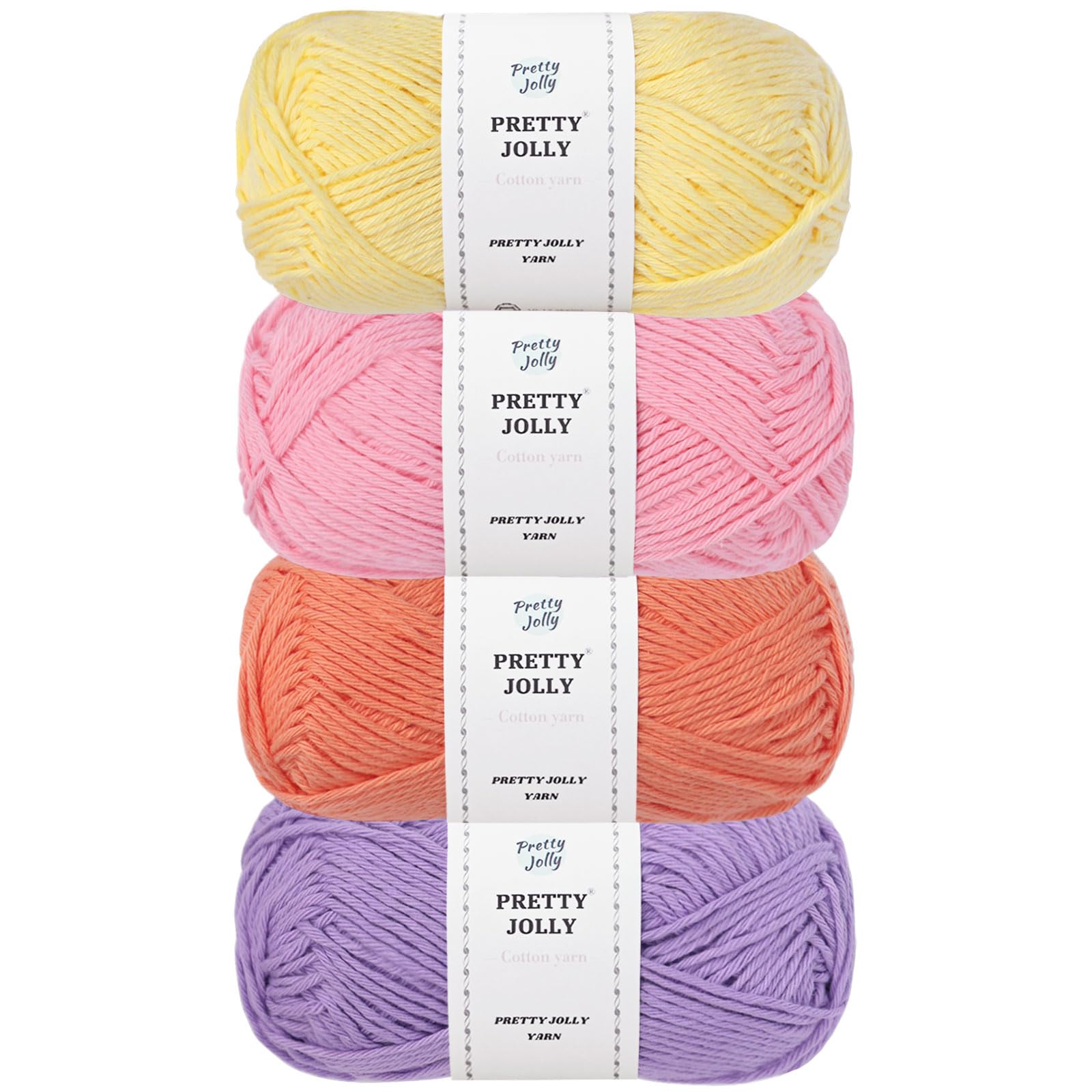 Pretty Jolly 4 Skeins Soft Baby Cotton Yarn, DK Weight, DIY Craft Blanket Yarn for Crochet & Knitting, Total 324m/200g (Series 2)