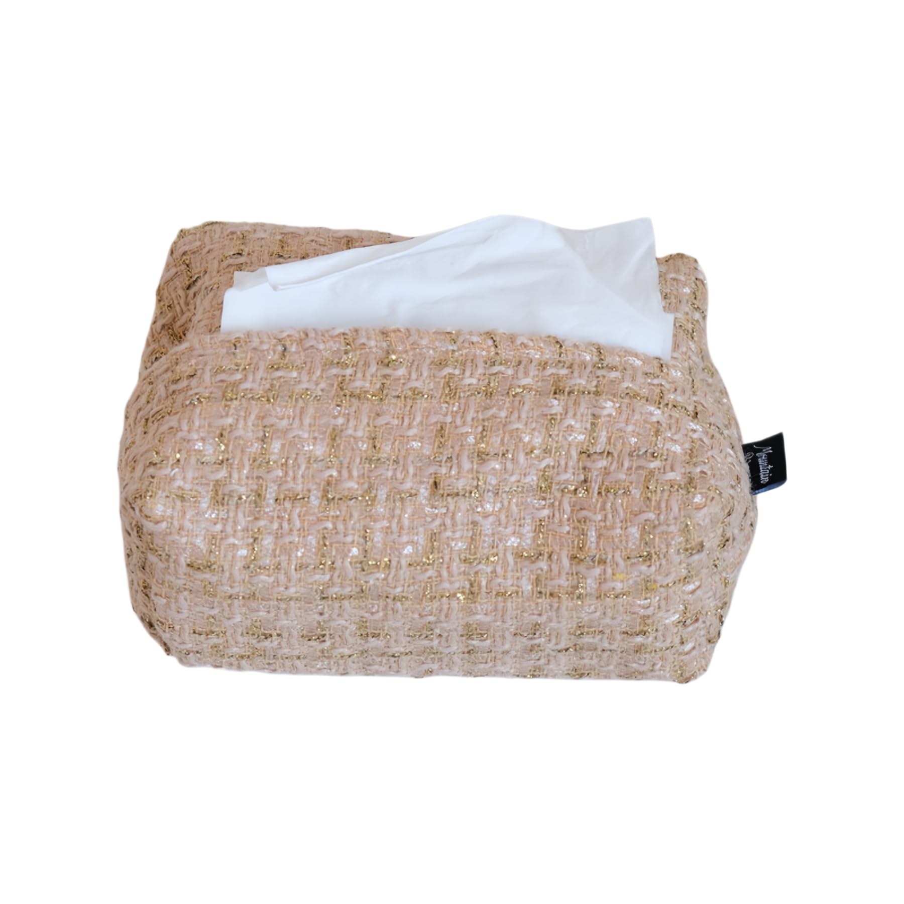 Rectangular Tweed Tissue Box Holder Golden Thread