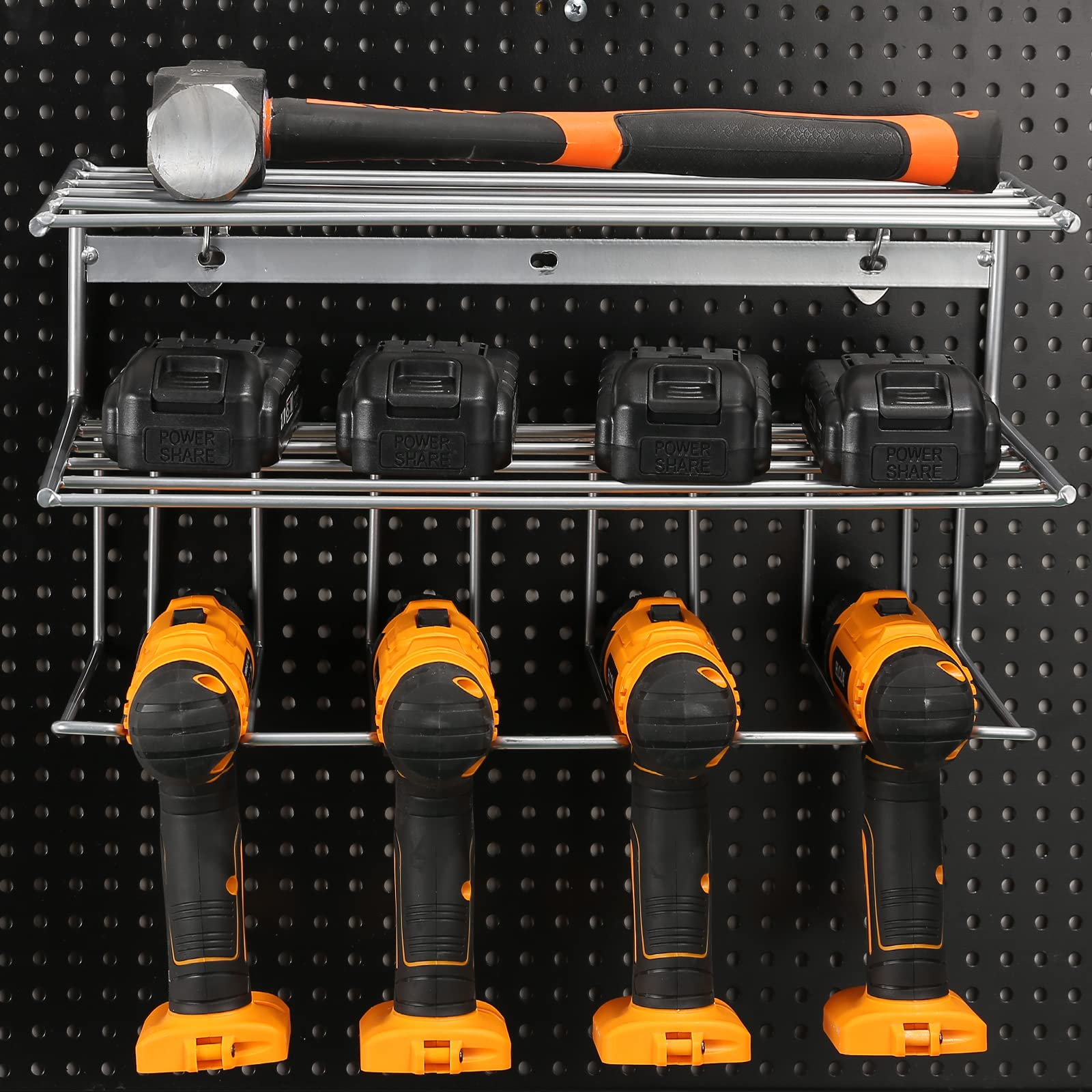 Organizer Da Parete Per Utensili - 2 Supporti In Metallo Per Trapano, Garage E Officina - Foto 7